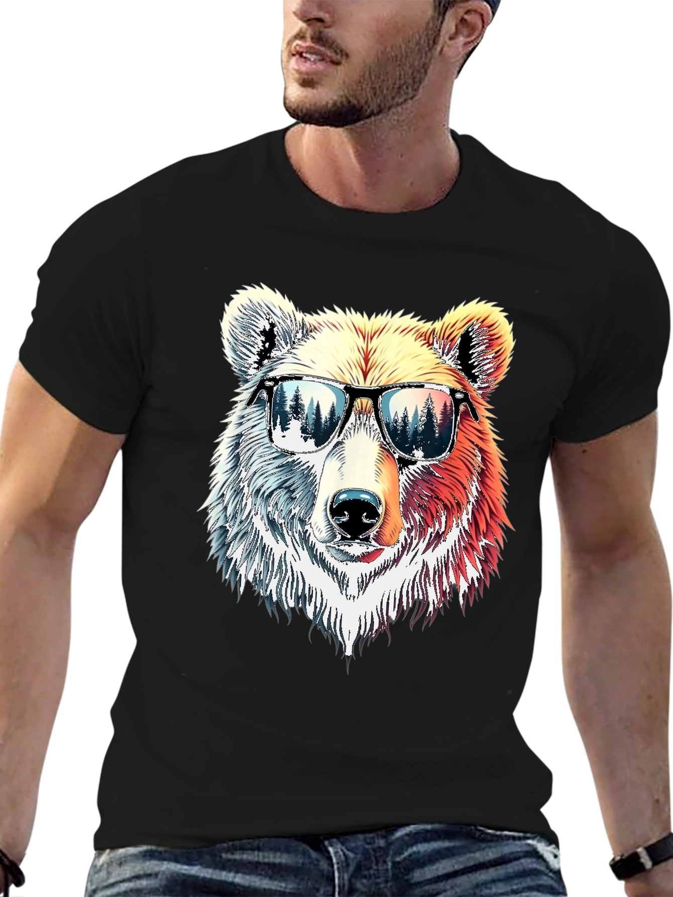 Black Cool Bear Graphic T-Shirt view 6
