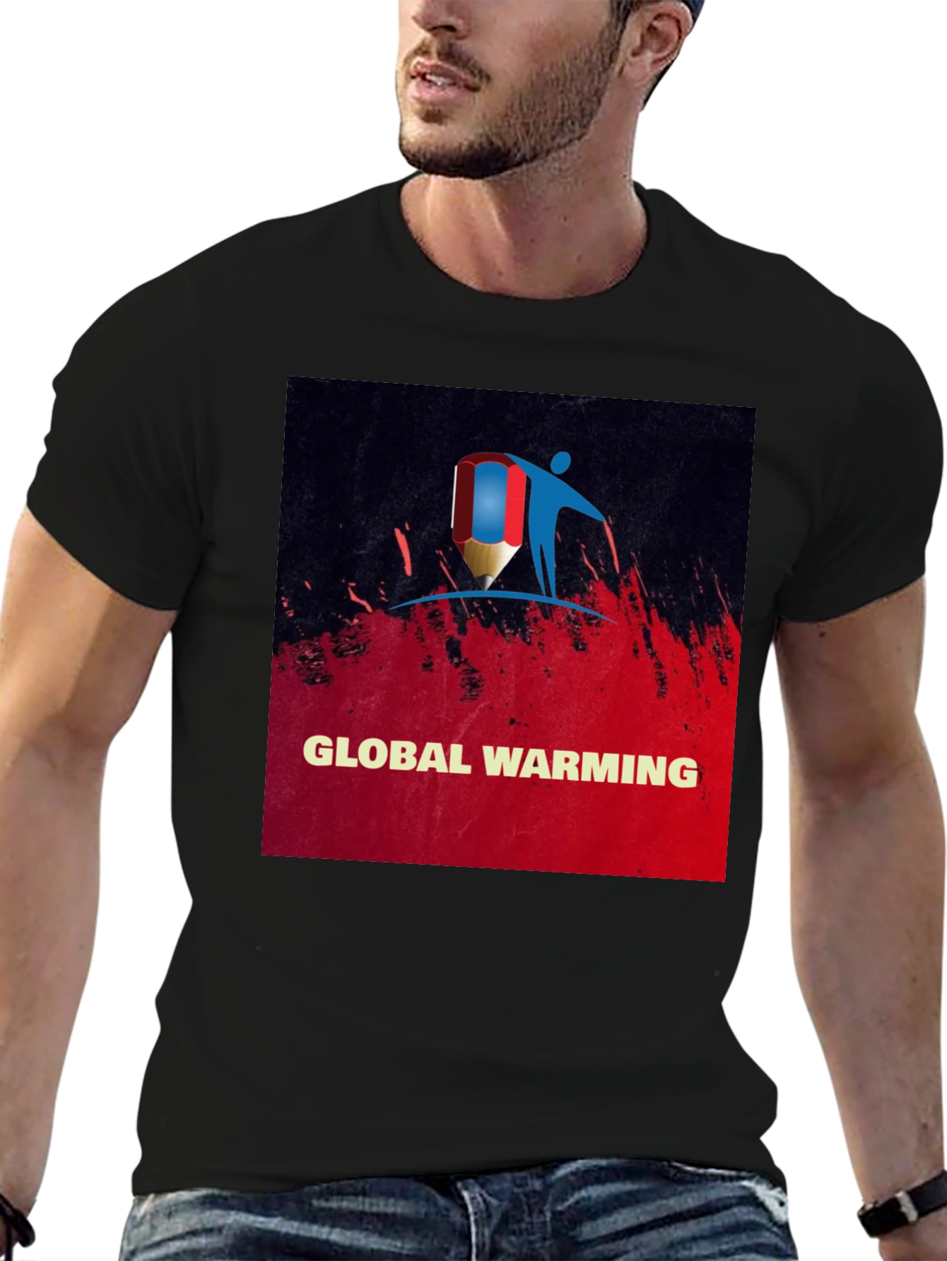 Black Global Warming Awareness Tee - Stylish Black T-Shirt view 6