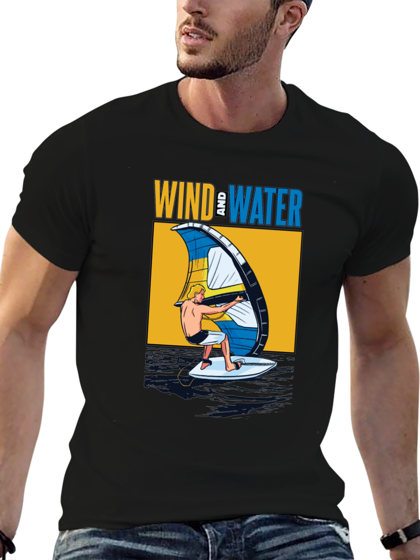 Black Wind & Water Graphic T-Shirt - Black view 6