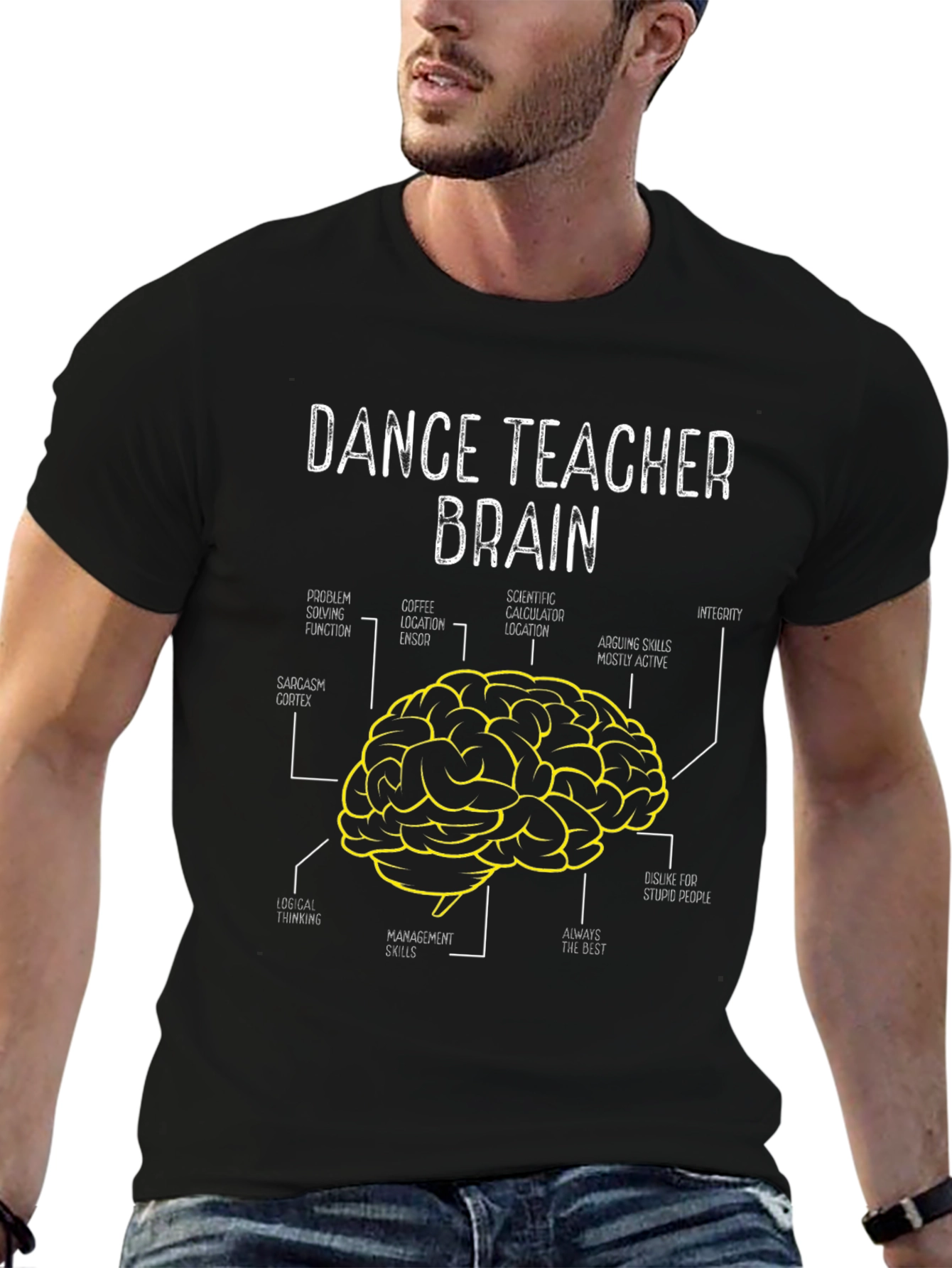 Black Dance Teacher Brain Diagram T-Shirt view 6