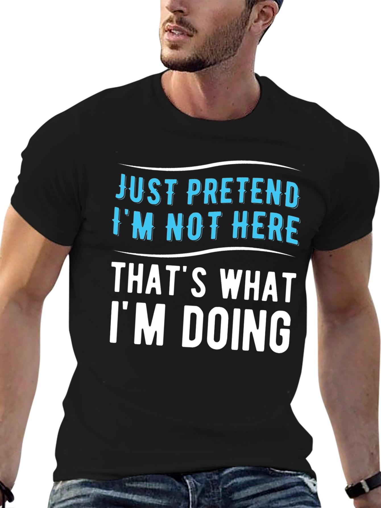 Black Just Pretend I'm Not Here Graphic Tee view 6