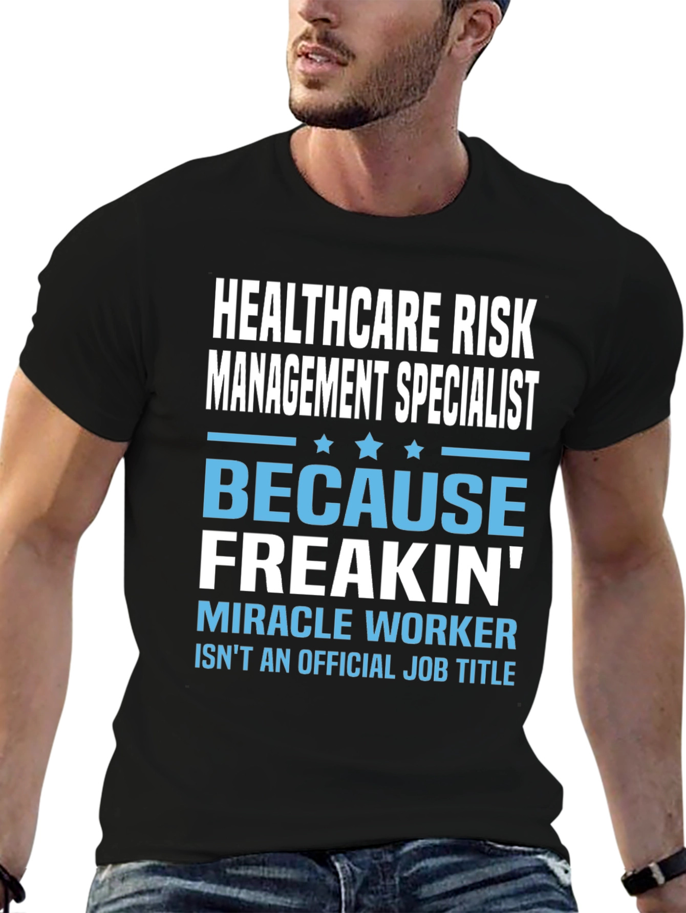 Black Healthcare Risk Management Specialist Black T-Shirt view 6