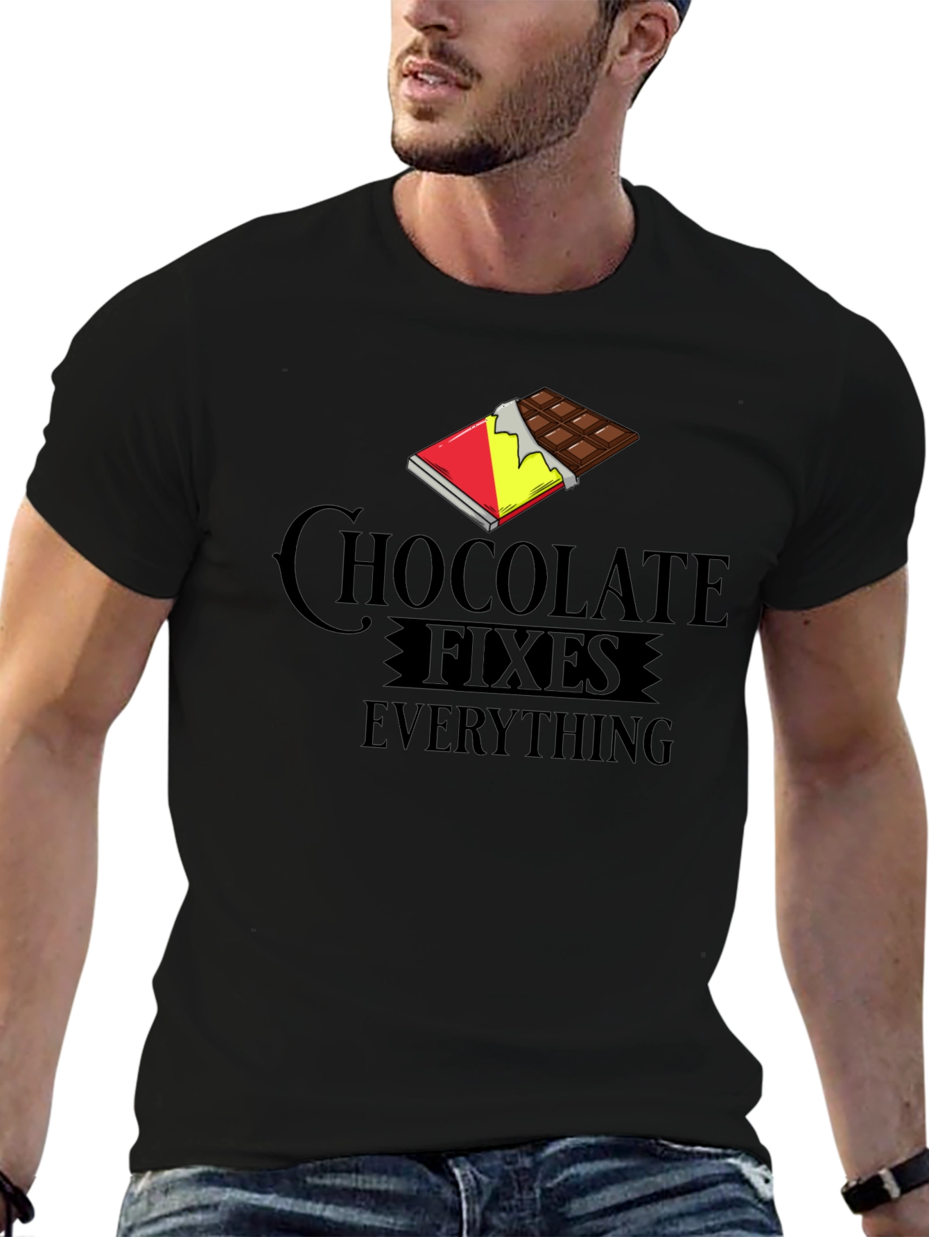 Black Chocolate Fixes Everything Graphic T-Shirt view 6