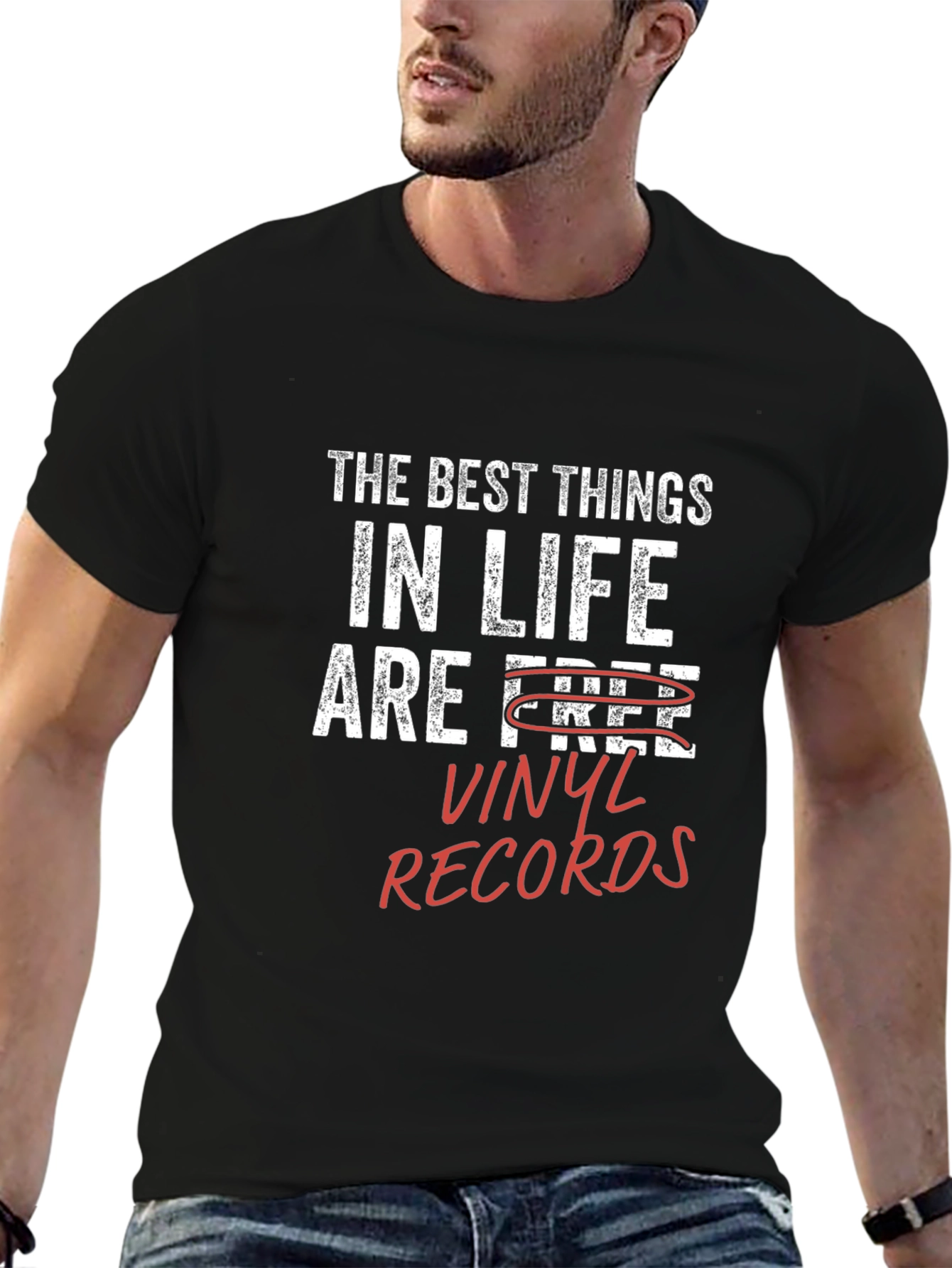 Black Vinyl Records T-Shirt - The Best Things in Life Are Vinyl view 6