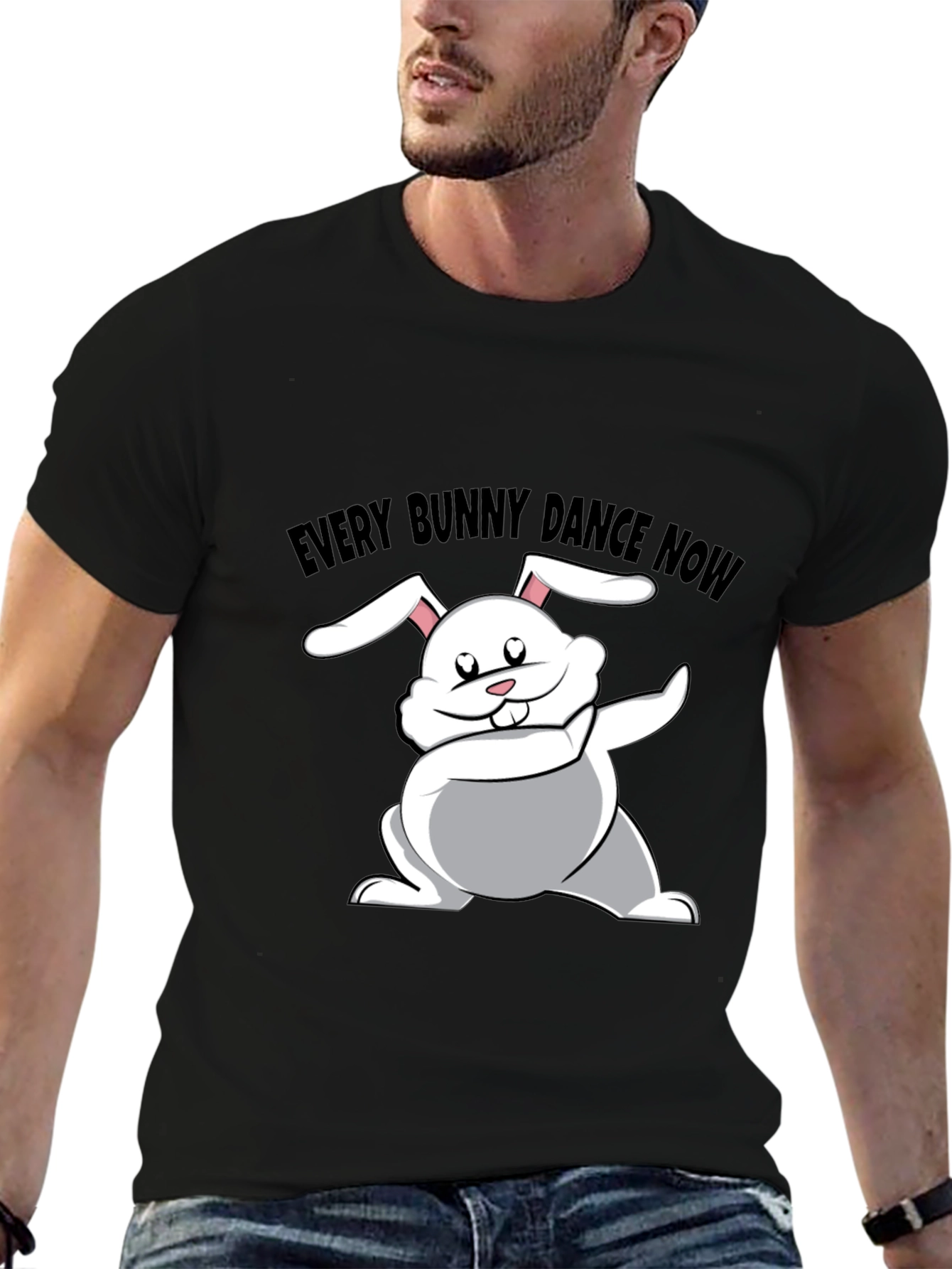 Black Every Bunny Dance Now Black T-Shirt view 6