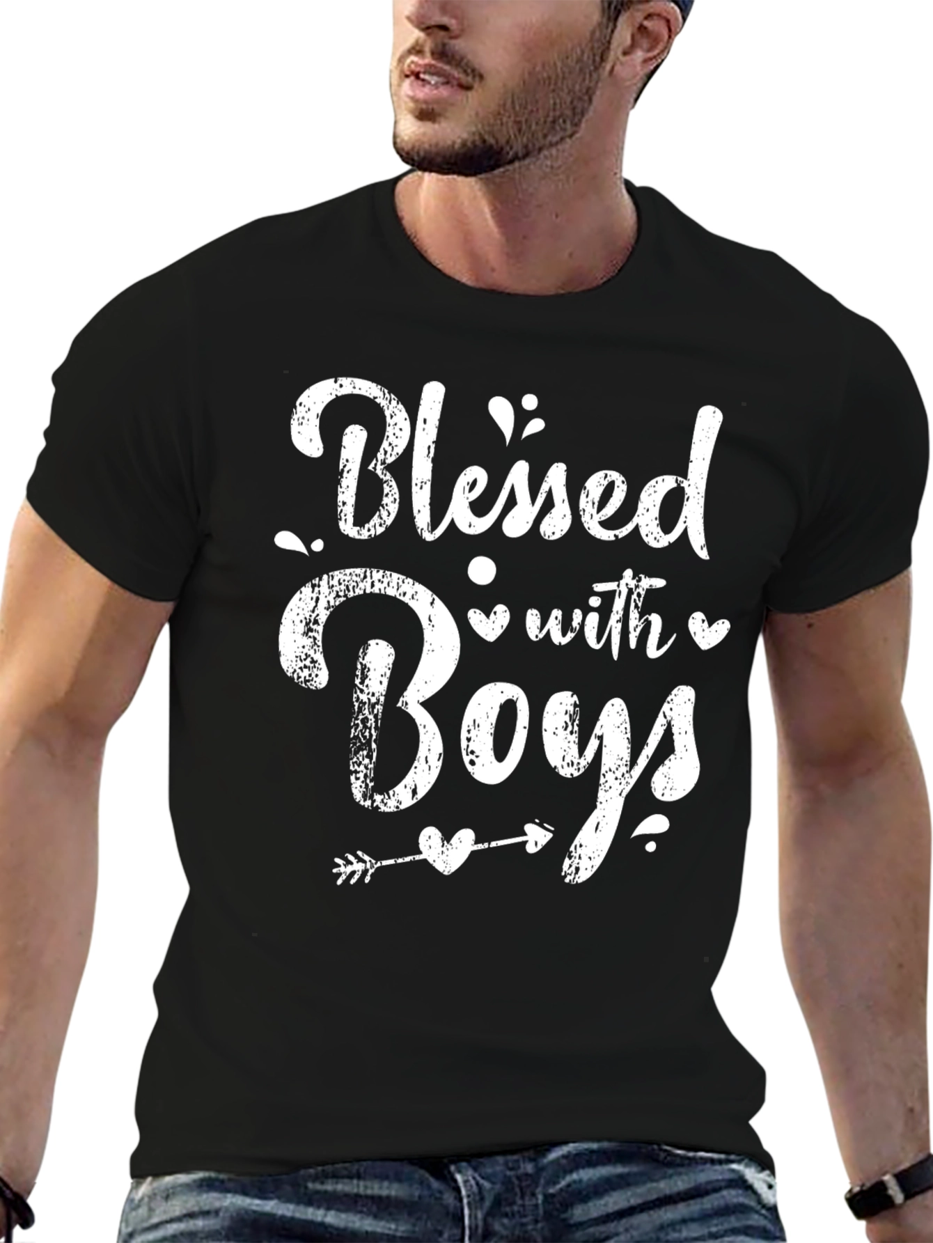 Black Blessed with Boys T-Shirt - Trendy Mom Tee view 6