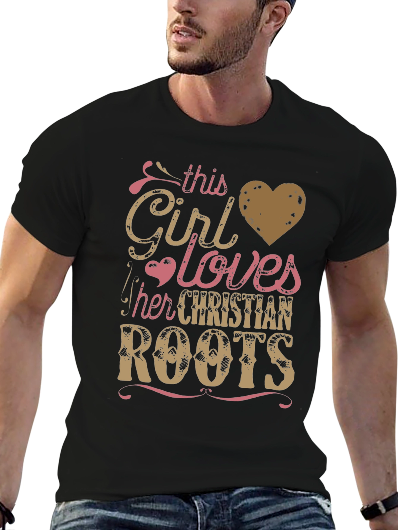 Black Christian Roots Girl T-Shirt, Faith-Based Apparel view 6