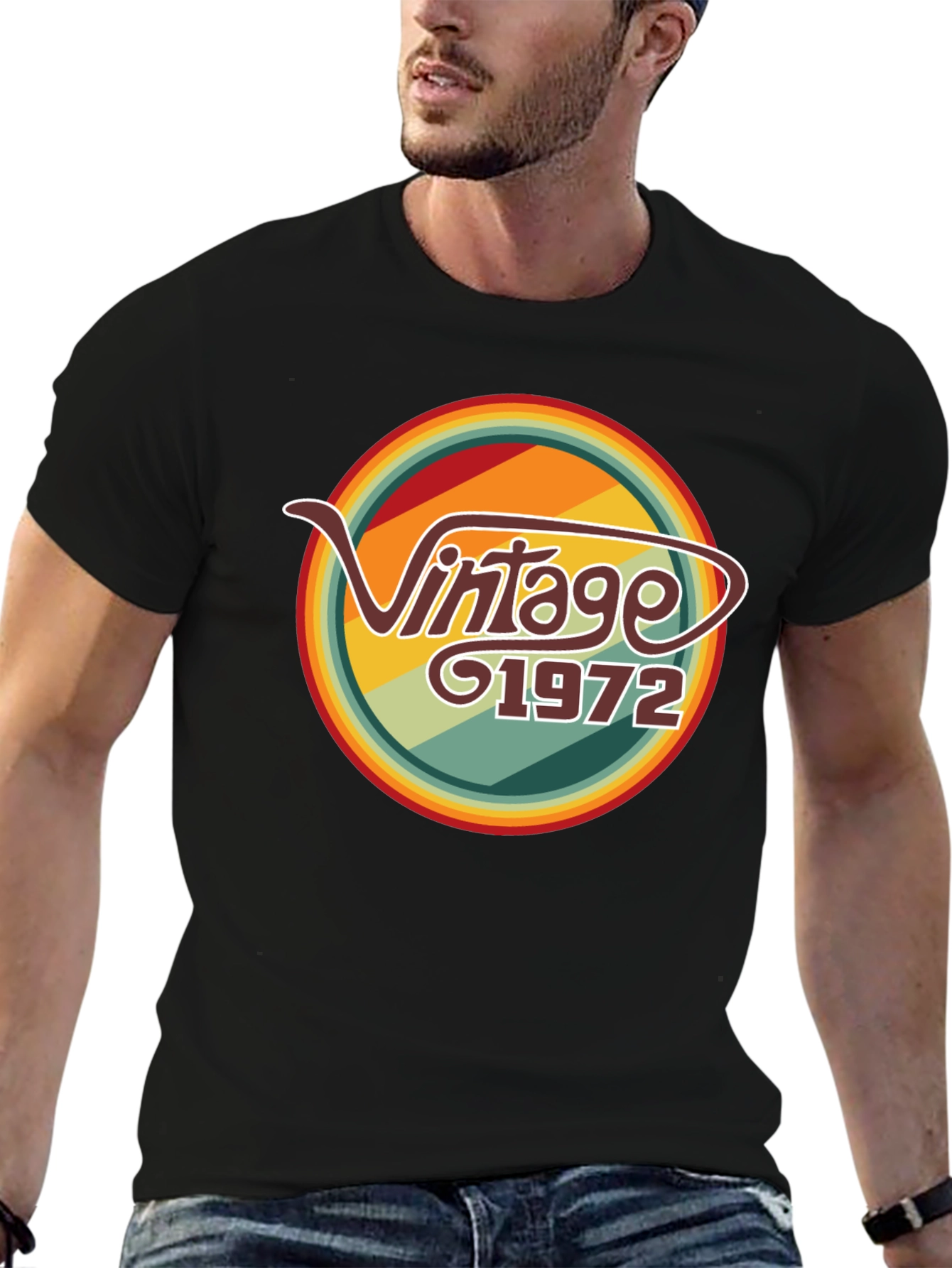 Black Vintage 1972 Retro T-Shirt view 6