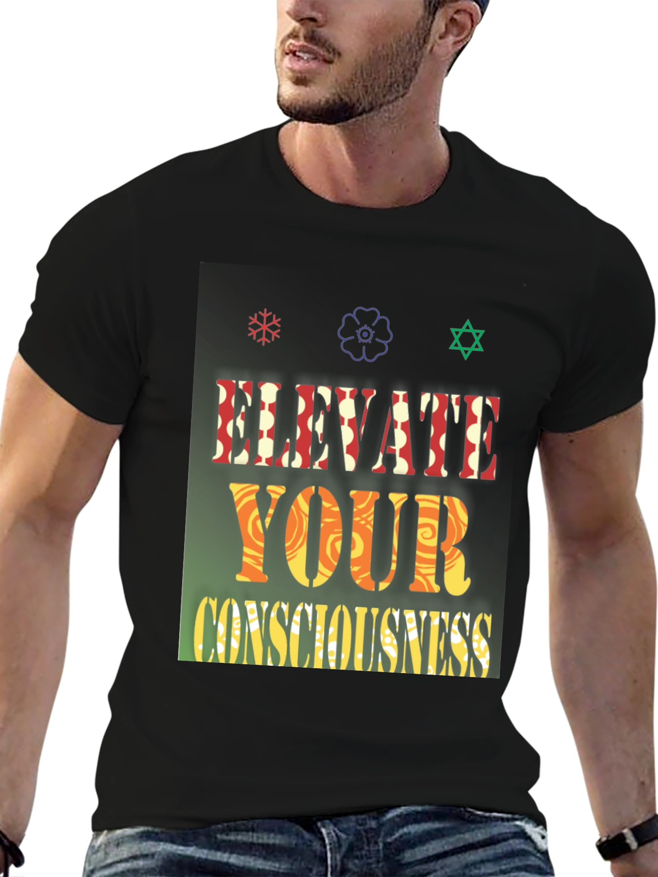 Black Elevate Your Consciousness Graphic Tee view 6