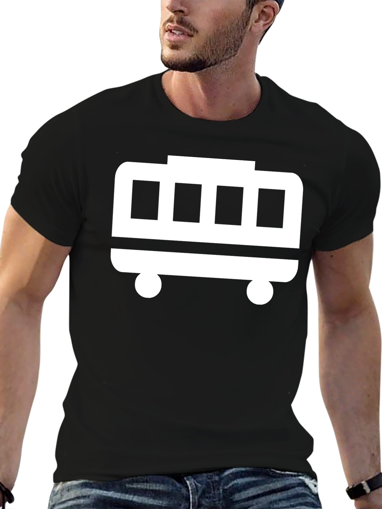 Black Cartoon Bus T-Shirt - Black view 6