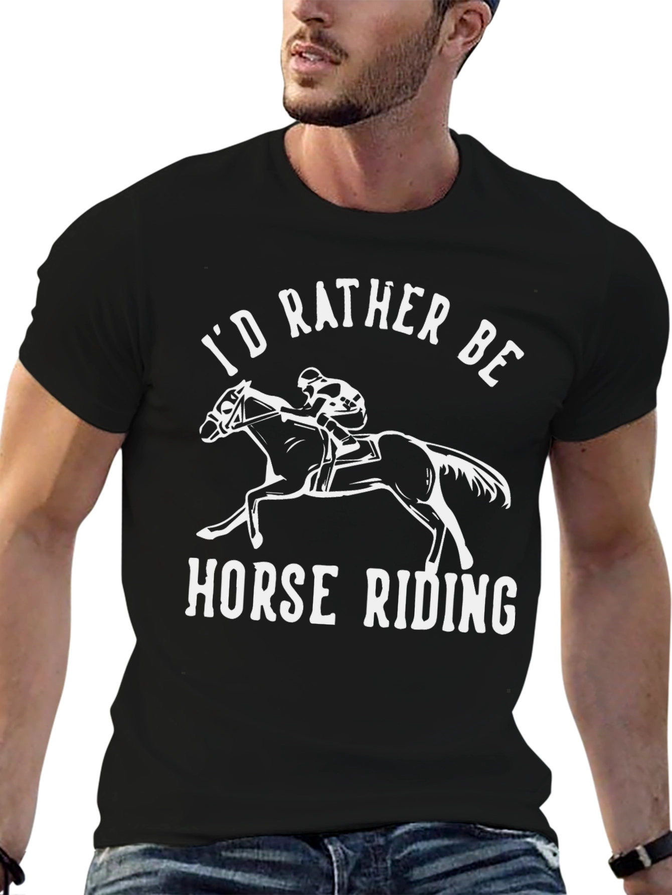 Black I'd Rather Be Horse Riding Graphic Tee view 6