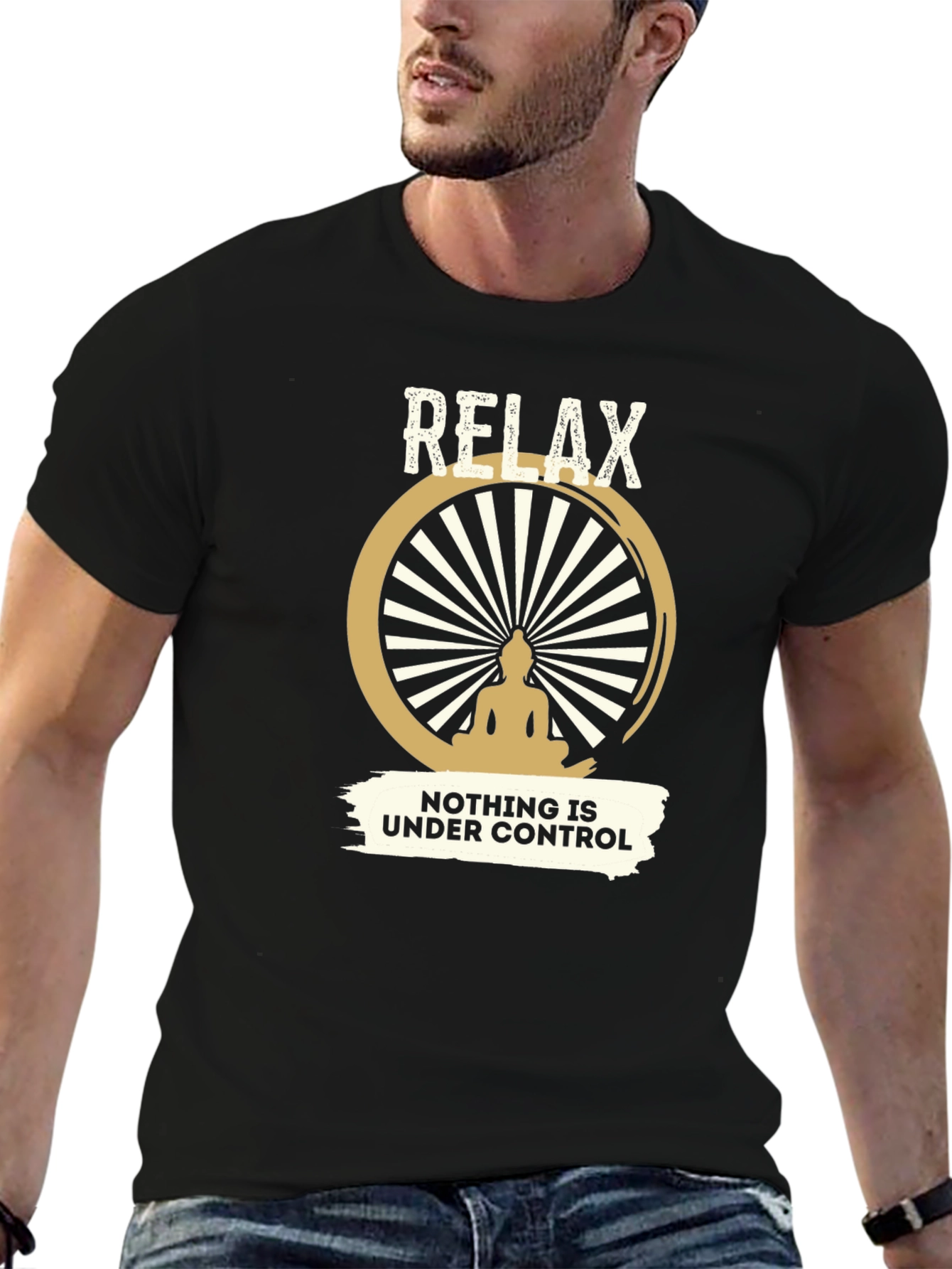 Black Relax Nothing is Under Control T-Shirt view 6