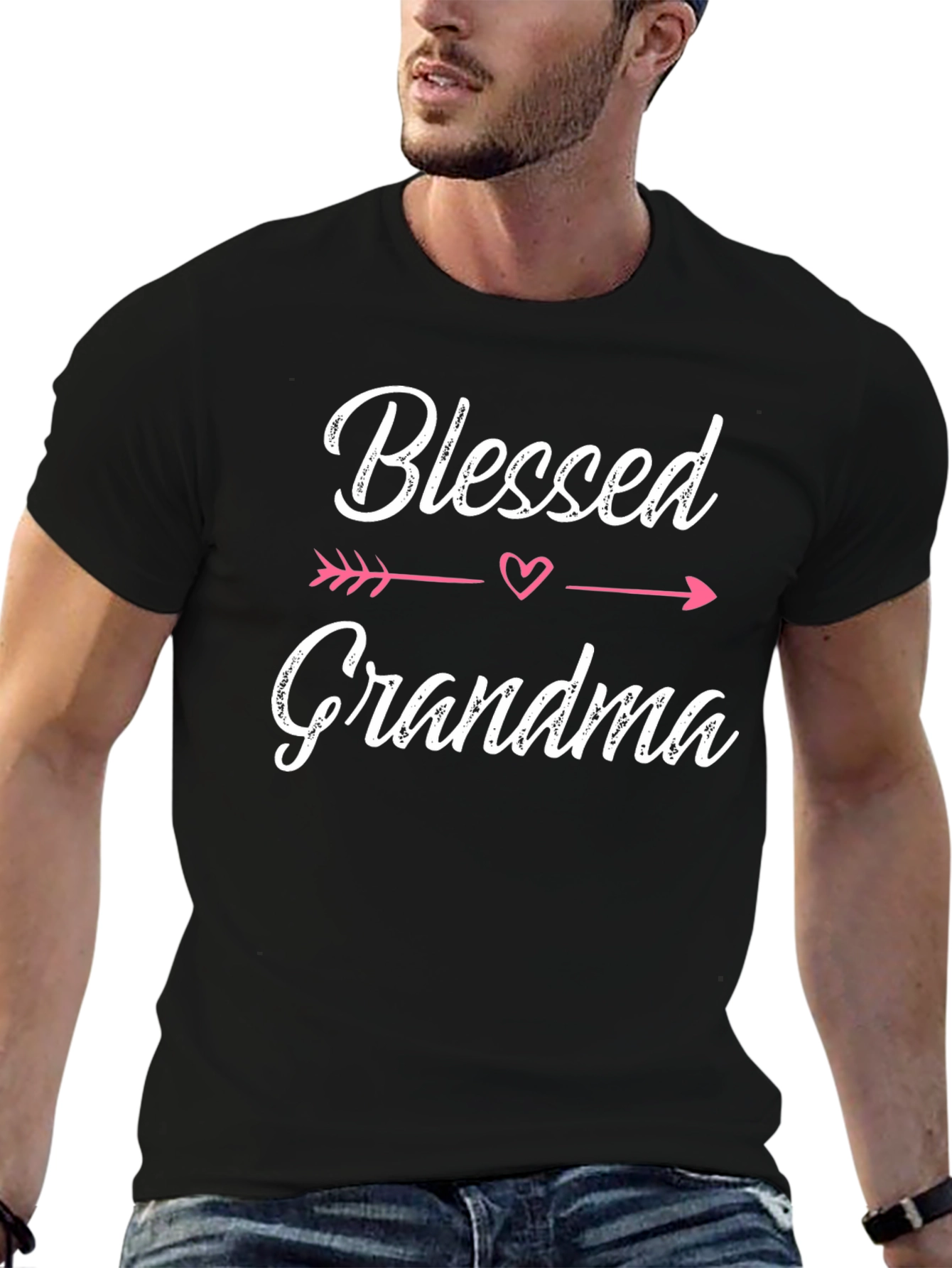 Black Blessed Grandma Black Cotton T-Shirt view 6