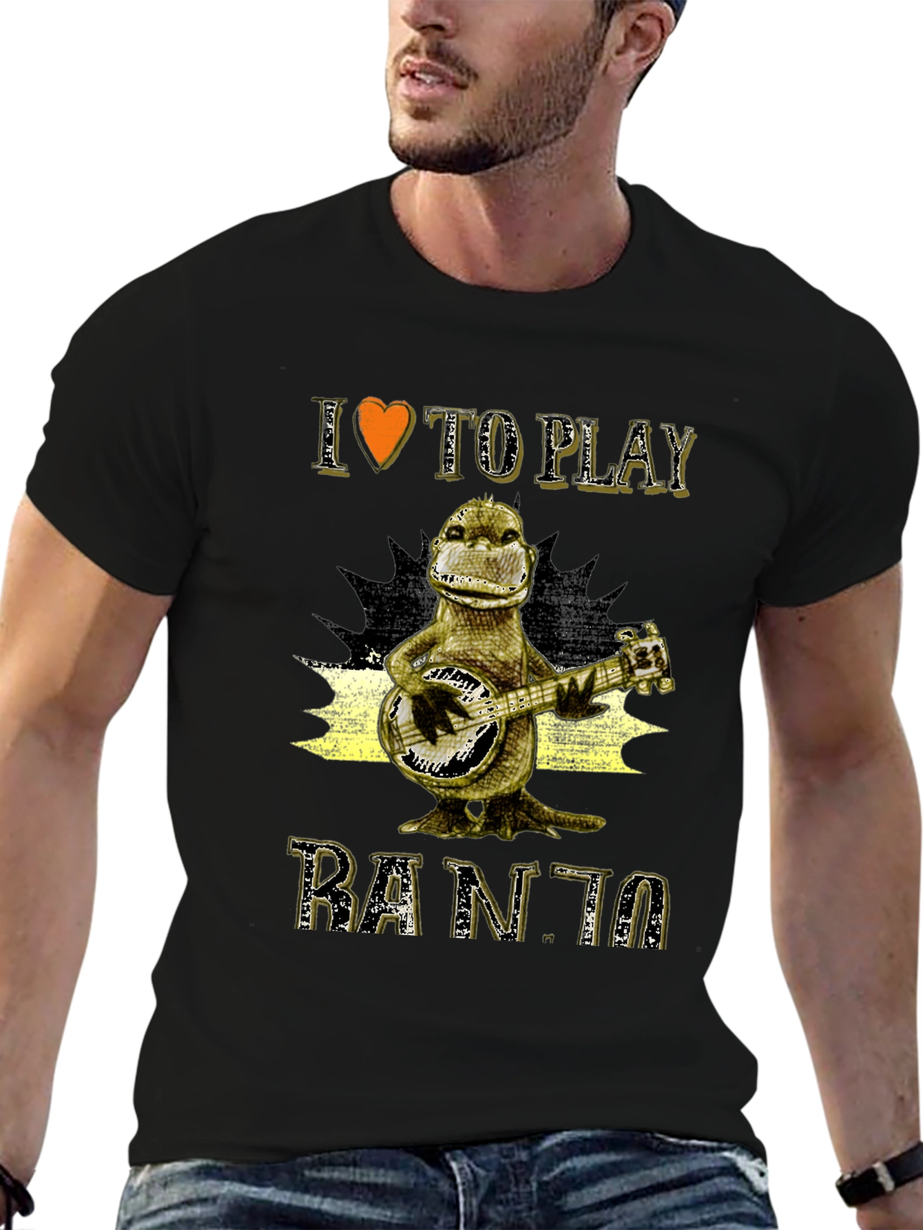 Black I Love To Play Banjo T-Shirt view 6