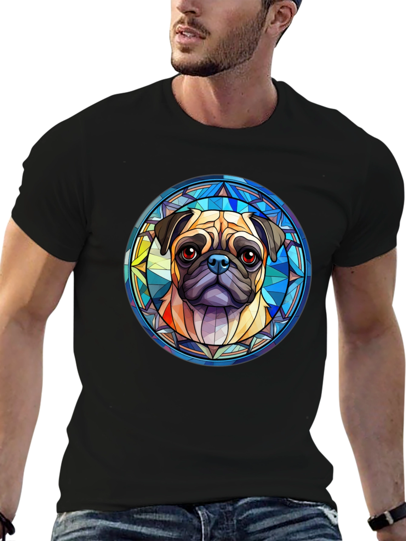 Black Pug Dog Graphic Black T-Shirt view 6
