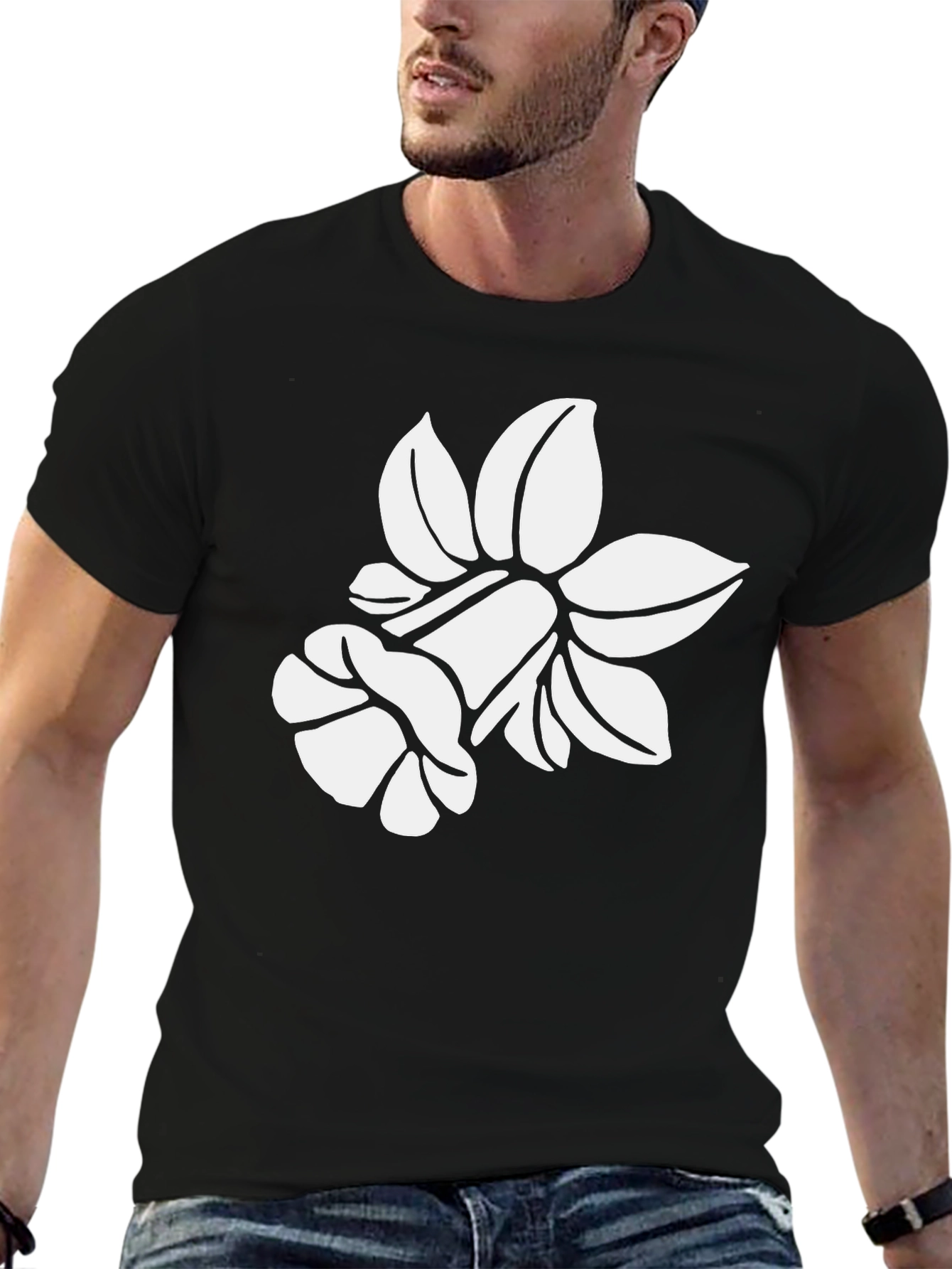 Black Floral Silhouette T-Shirt - Black view 6