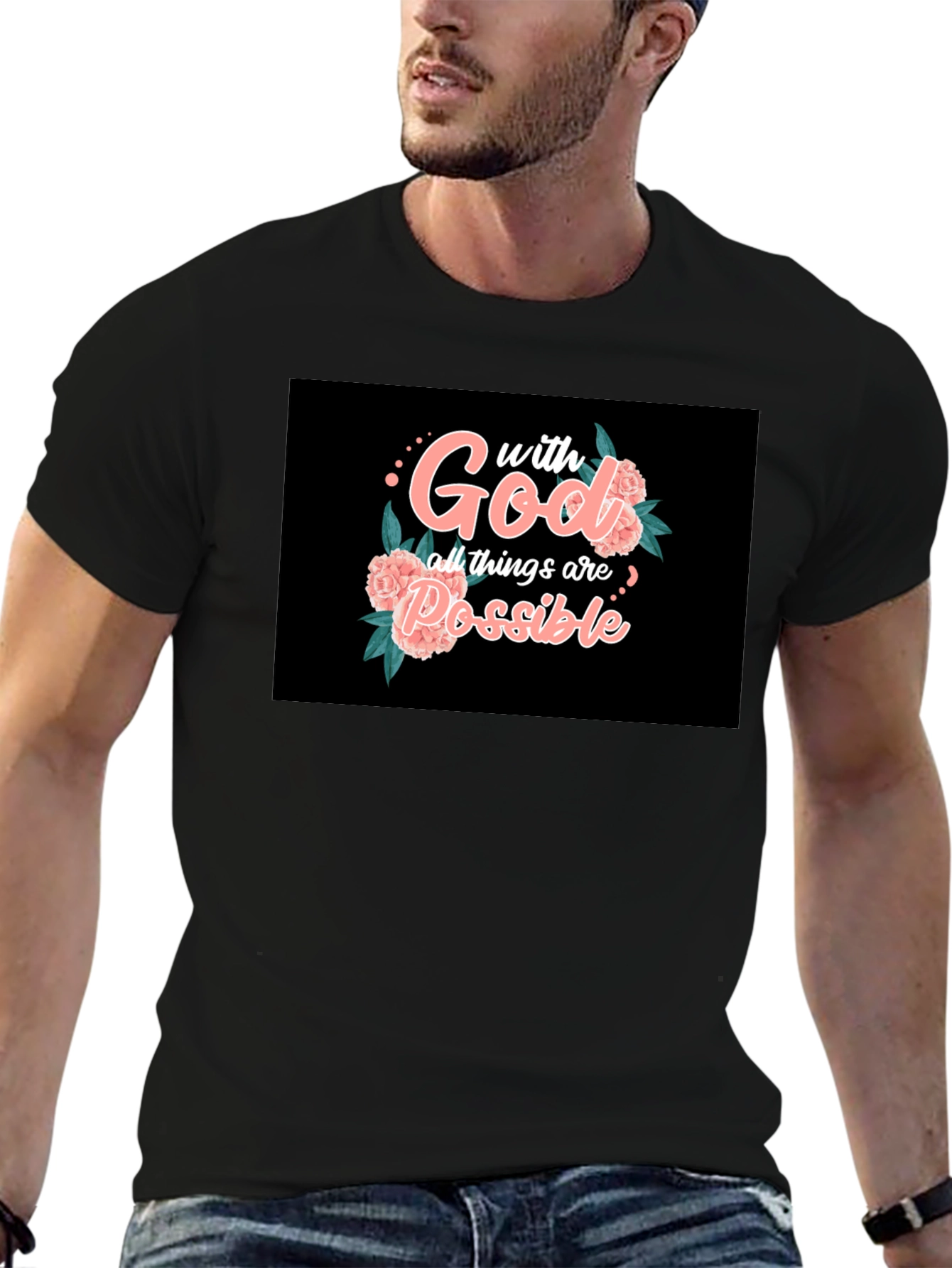 Black Faith T-Shirt: With God, All Things Are Possible  view 6