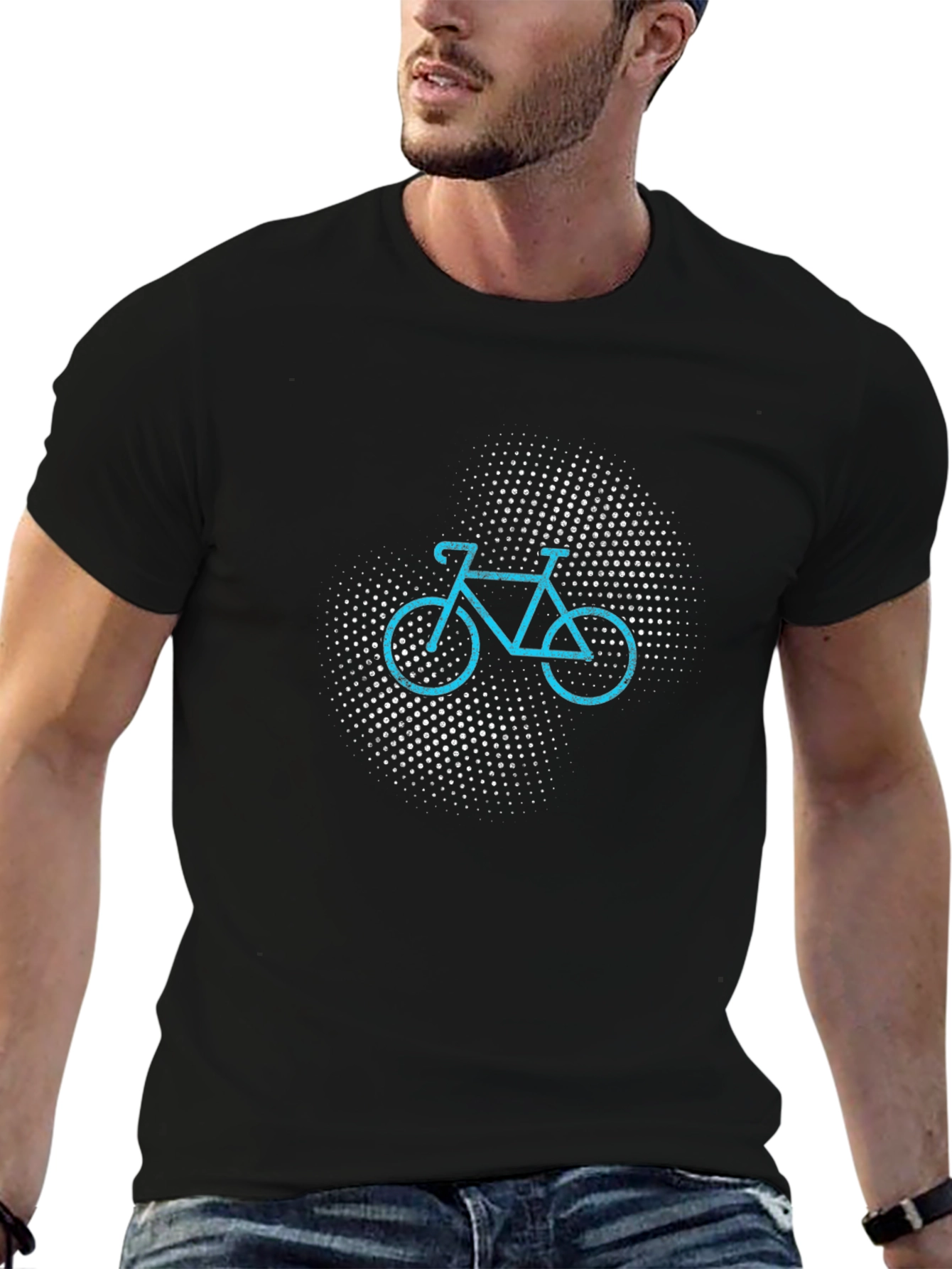 Black Cool Bicycle Graphic Tee - Men's Black T-Shirt view 6