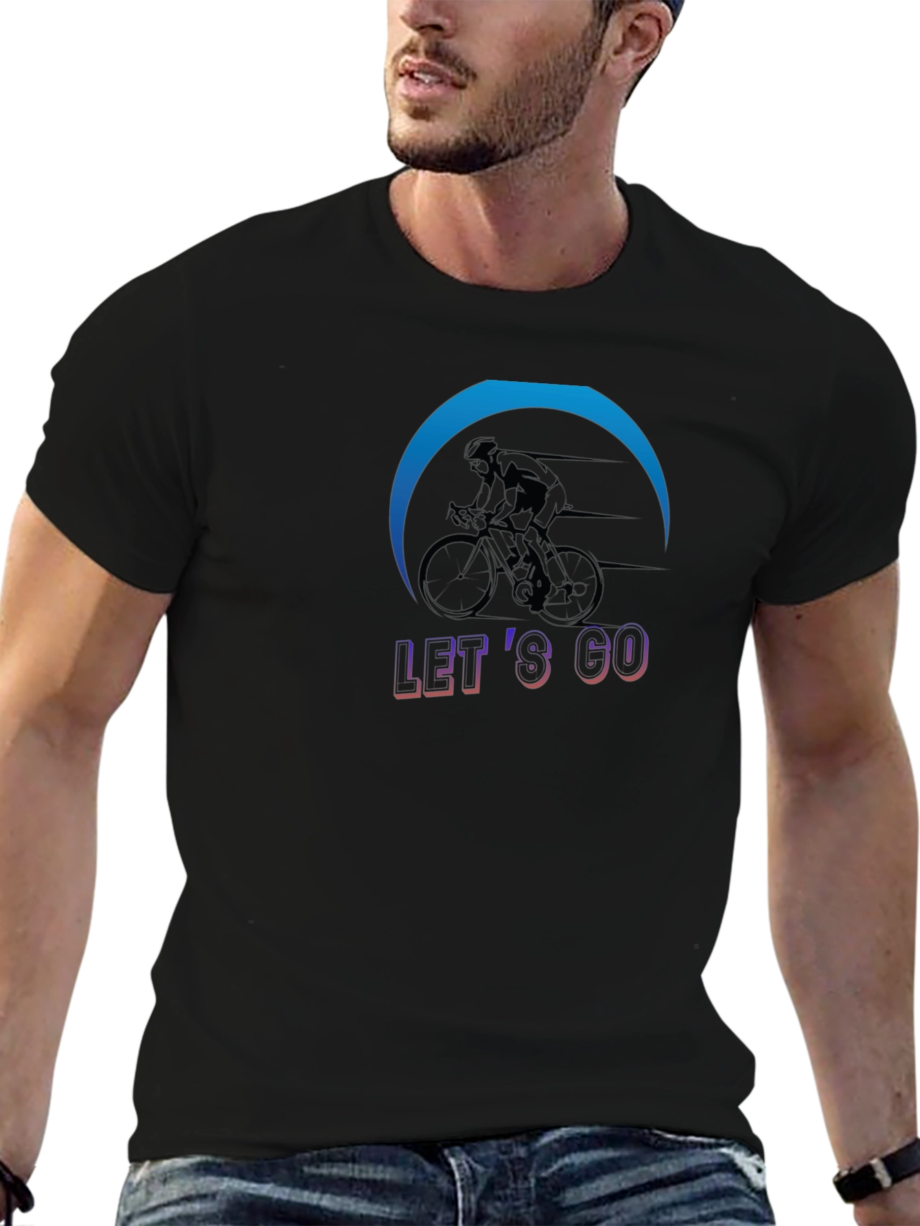 Black Let's Go Cycling T-Shirt - Sporty & Stylish view 6