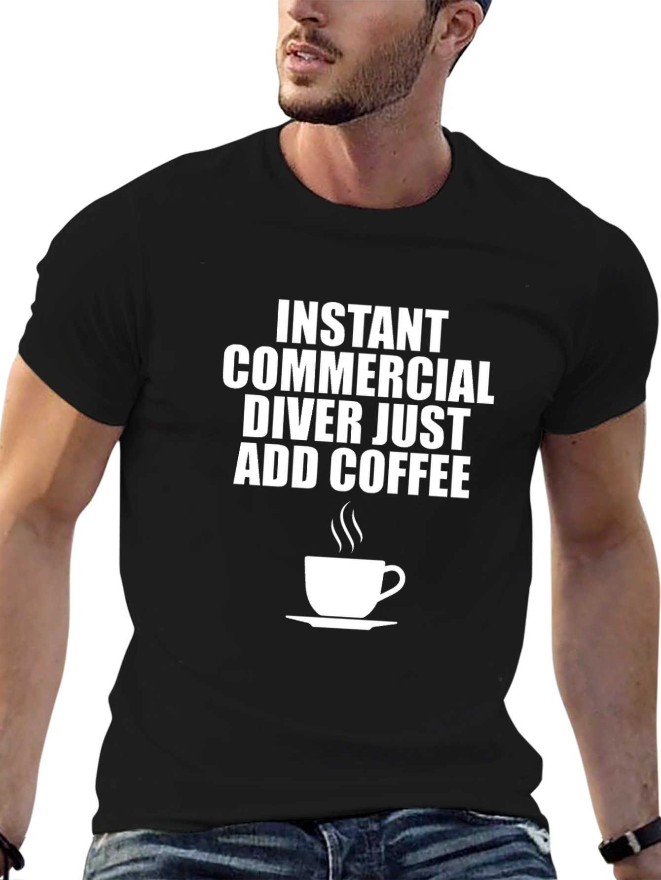 Black Instant Commercial Diver Coffee T-Shirt view 6