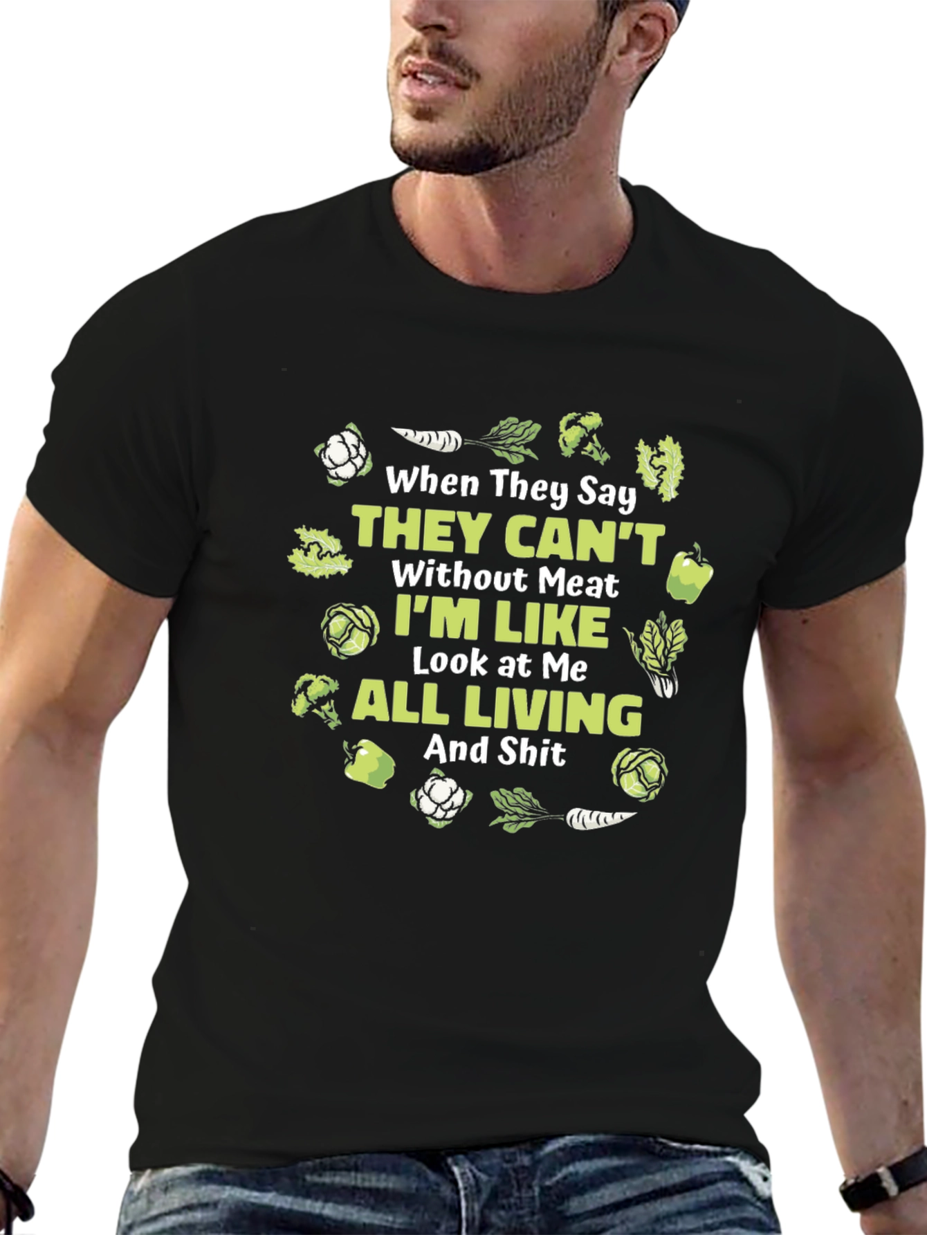 Black Vegan T-Shirt: All Living Funny Tee view 6