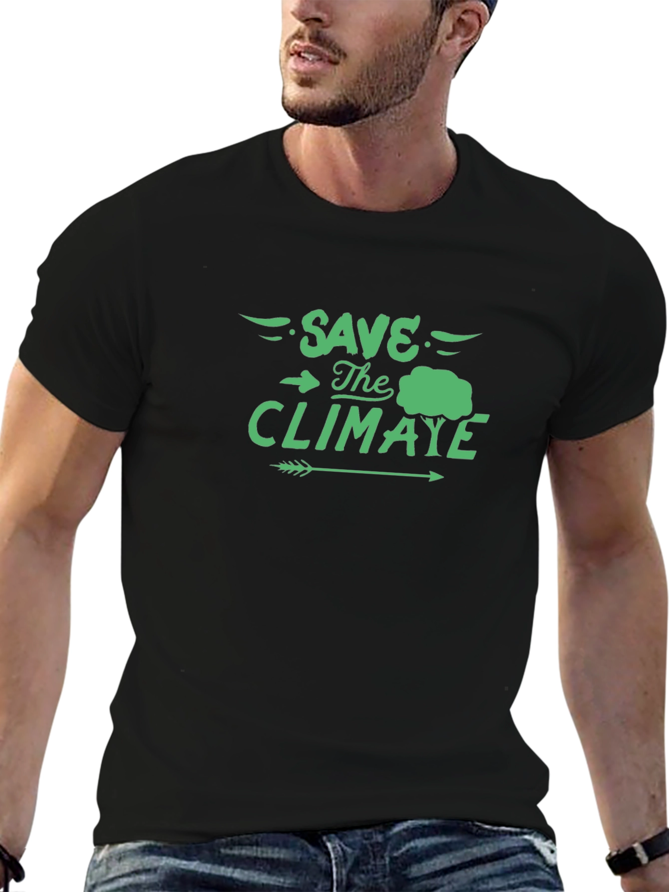 Black Save The Climate Black T-Shirt - Eco Friendly view 6