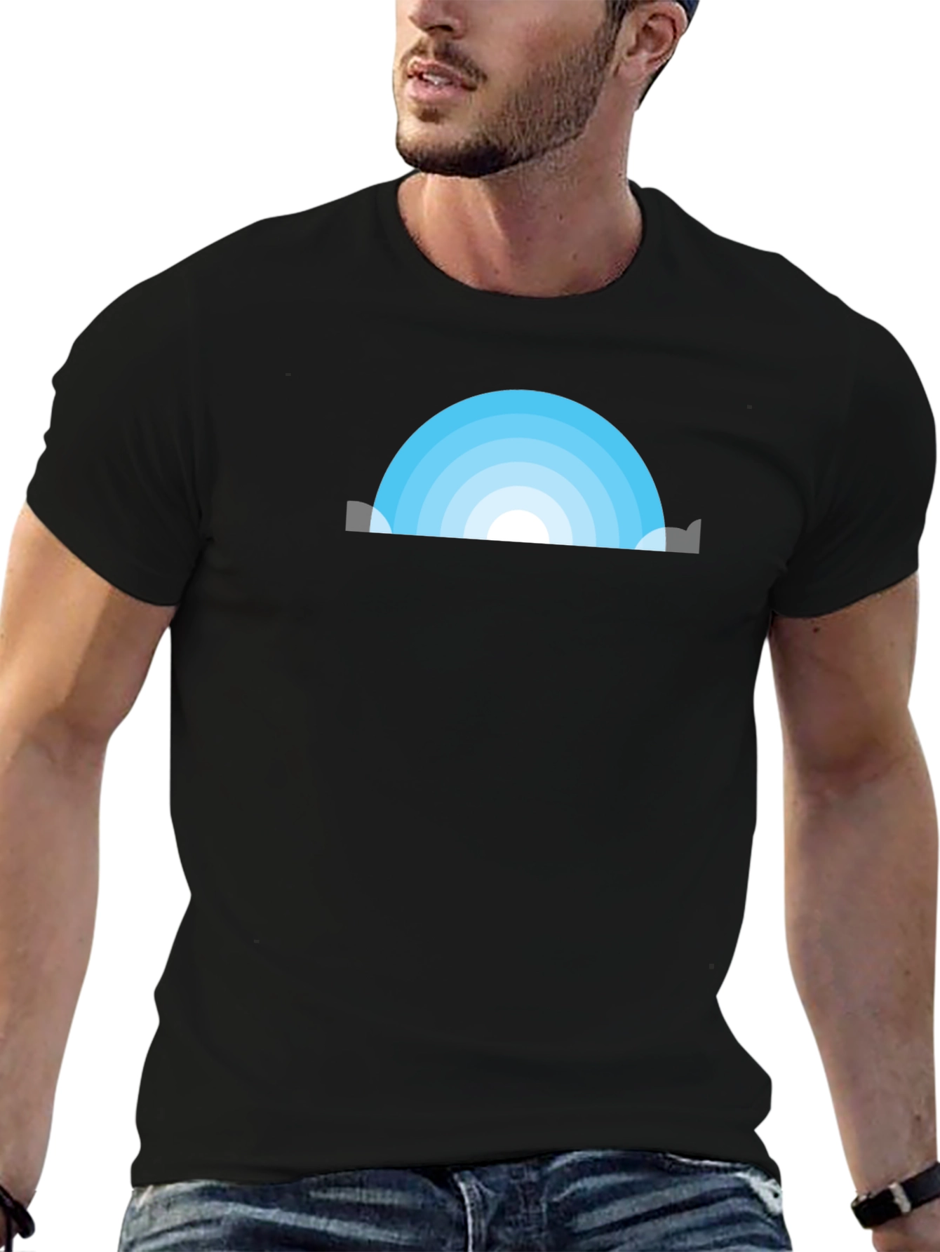 Black Skyline Arc Graphic Tee - Modern Minimalist Design view 6