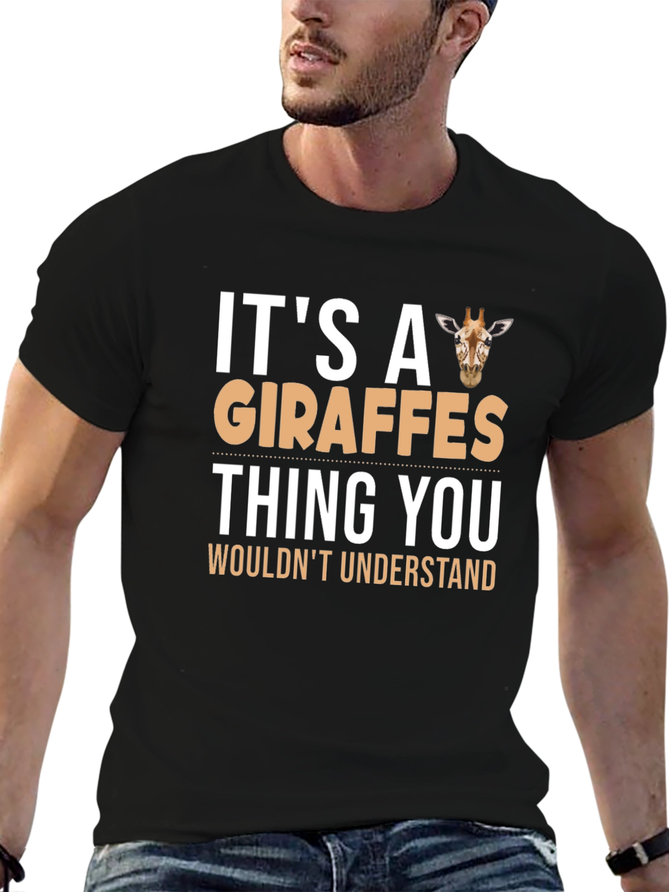 Black Giraffe Lover's T-Shirt - "It's a Giraffes Thing" view 6