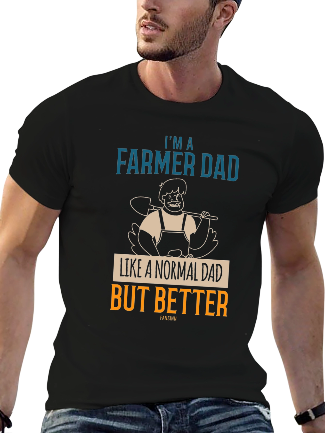 Black Farmer Dad T-Shirt - Like a Normal Dad But Better view 6