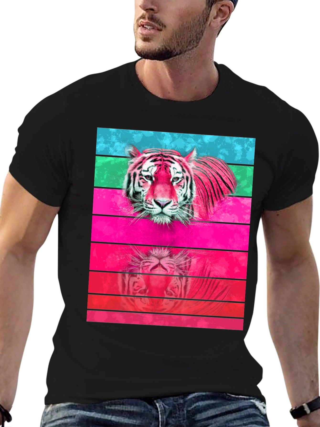 Black Retro Tiger Graphic Tee view 6