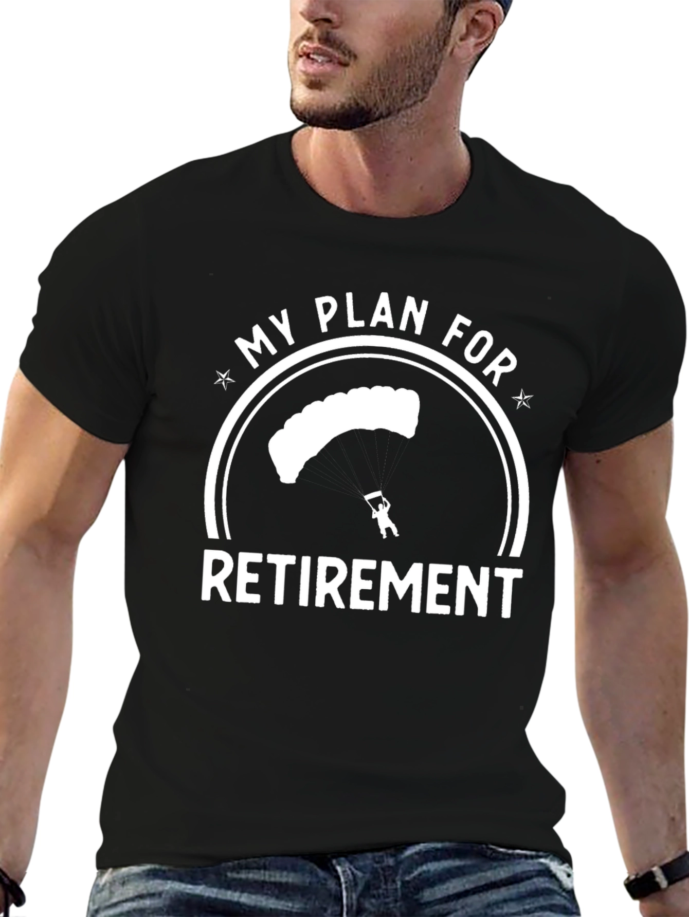 Black Skydiving Retirement Plan Graphic Tee - Black view 6