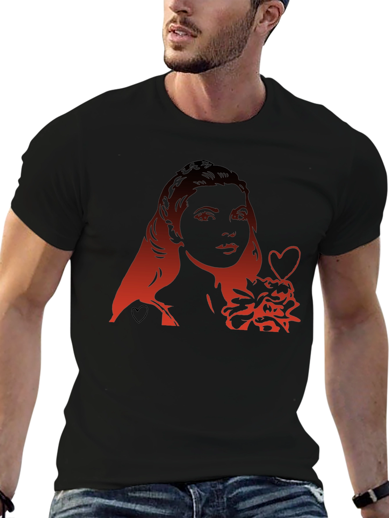 Black Woman Heart Graphic Tee - Modern Black T-Shirt view 6