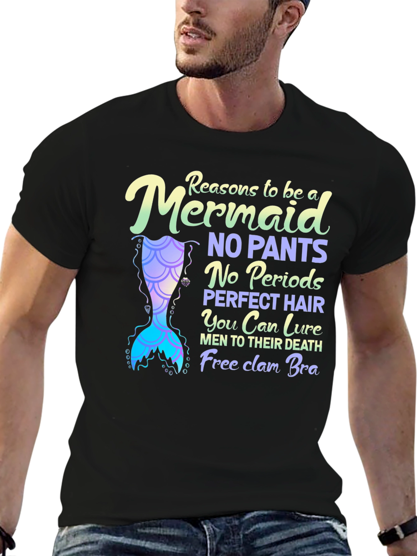 Black Reasons To Be A Mermaid Novelty Graphic Tee view 6