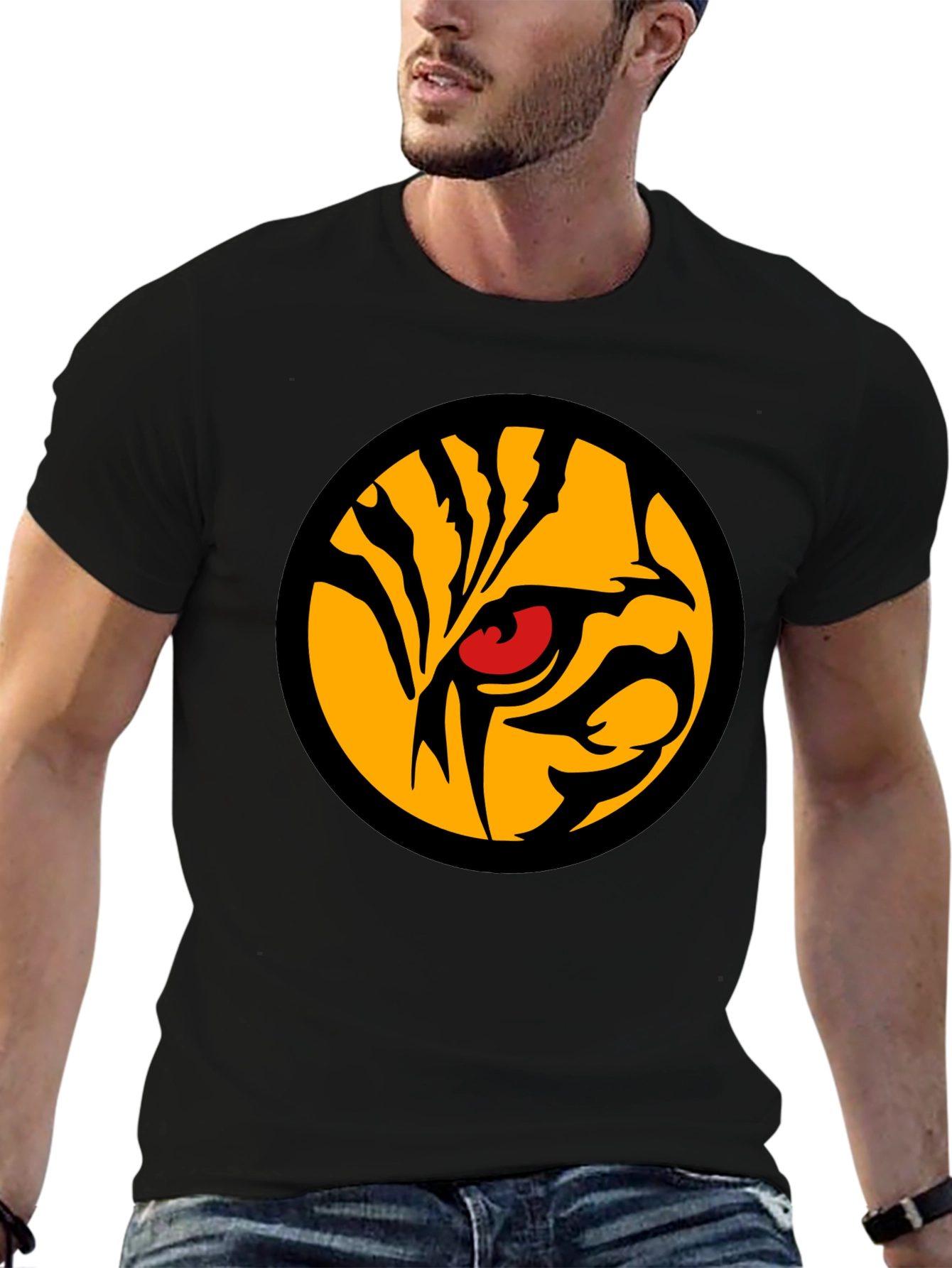 Black Tiger Eye Graphic Tee - Men's Black T-Shirt view 6