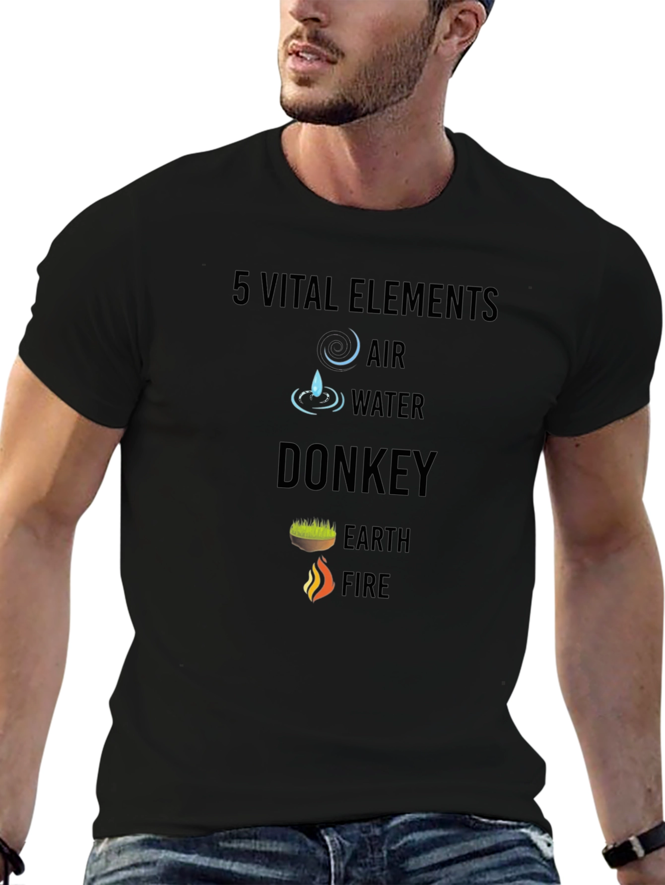 Black 5 Vital Elements Funny T-Shirt view 6