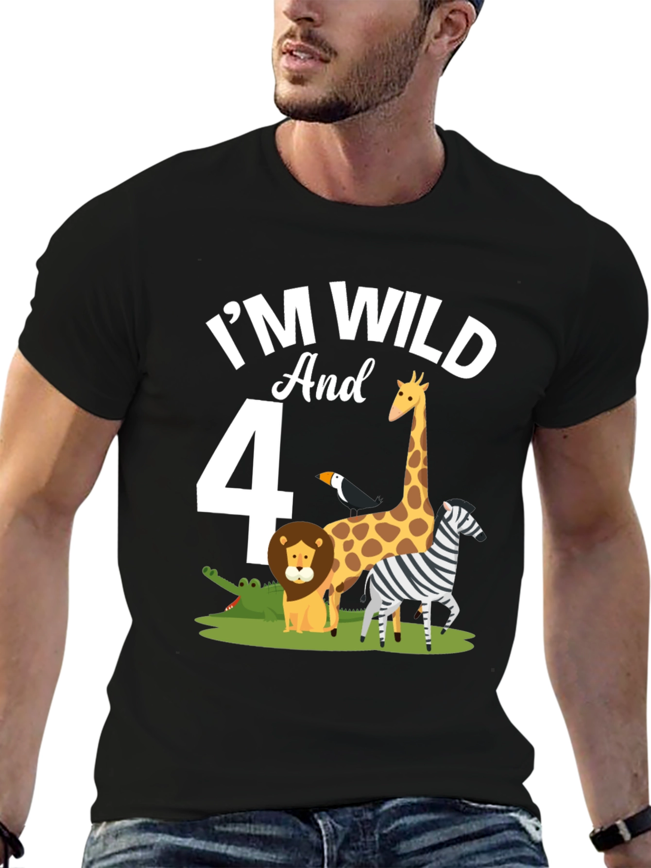 Black I'm Wild and 4 T-Shirt view 6