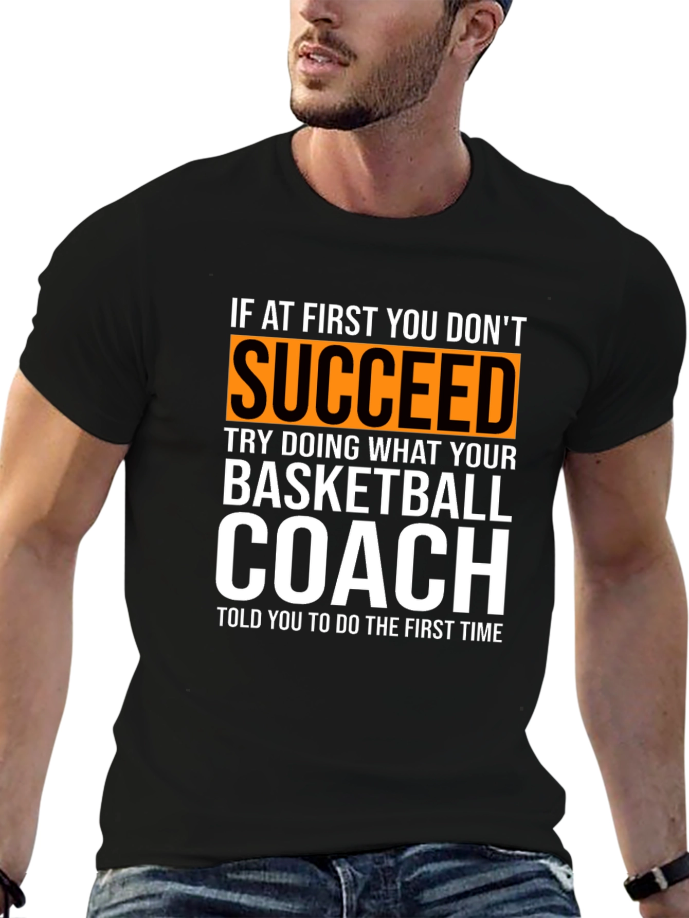 Black Basketball Coach T-Shirt - Funny Graphic Tee view 6
