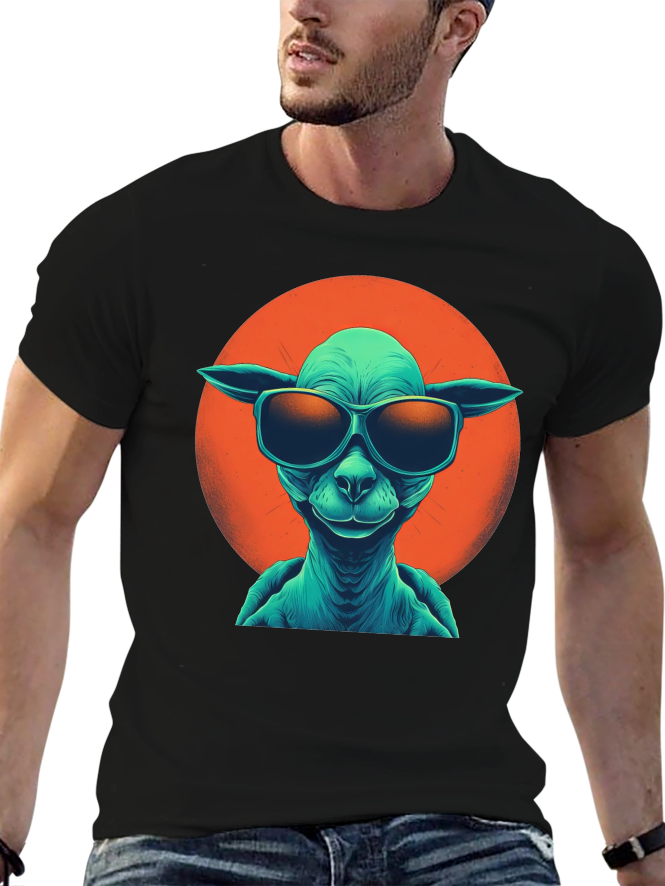 Black Cool Alien Graphic T-Shirt view 6