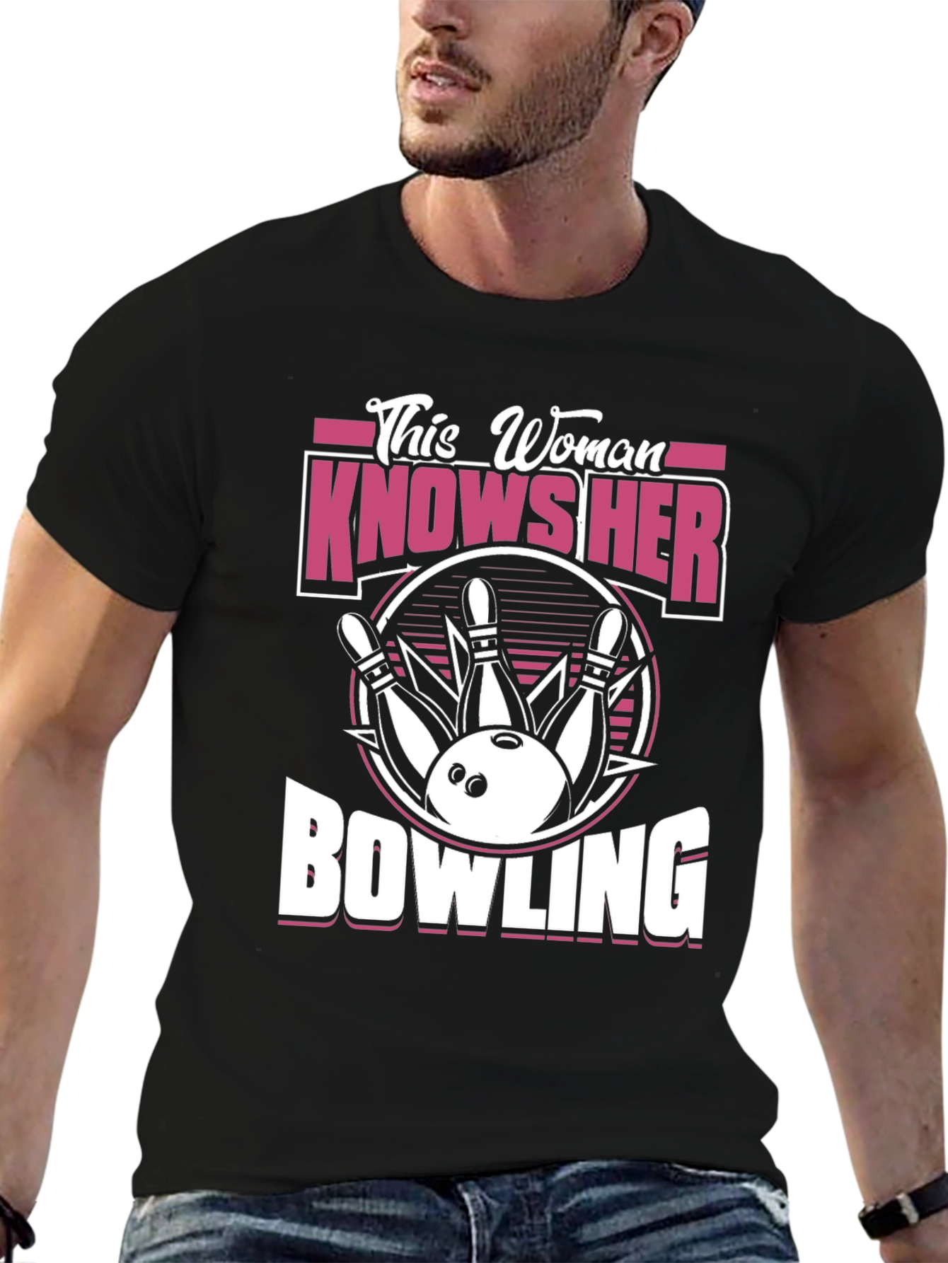 Black This Woman Knows Her Bowling T-Shirt view 6