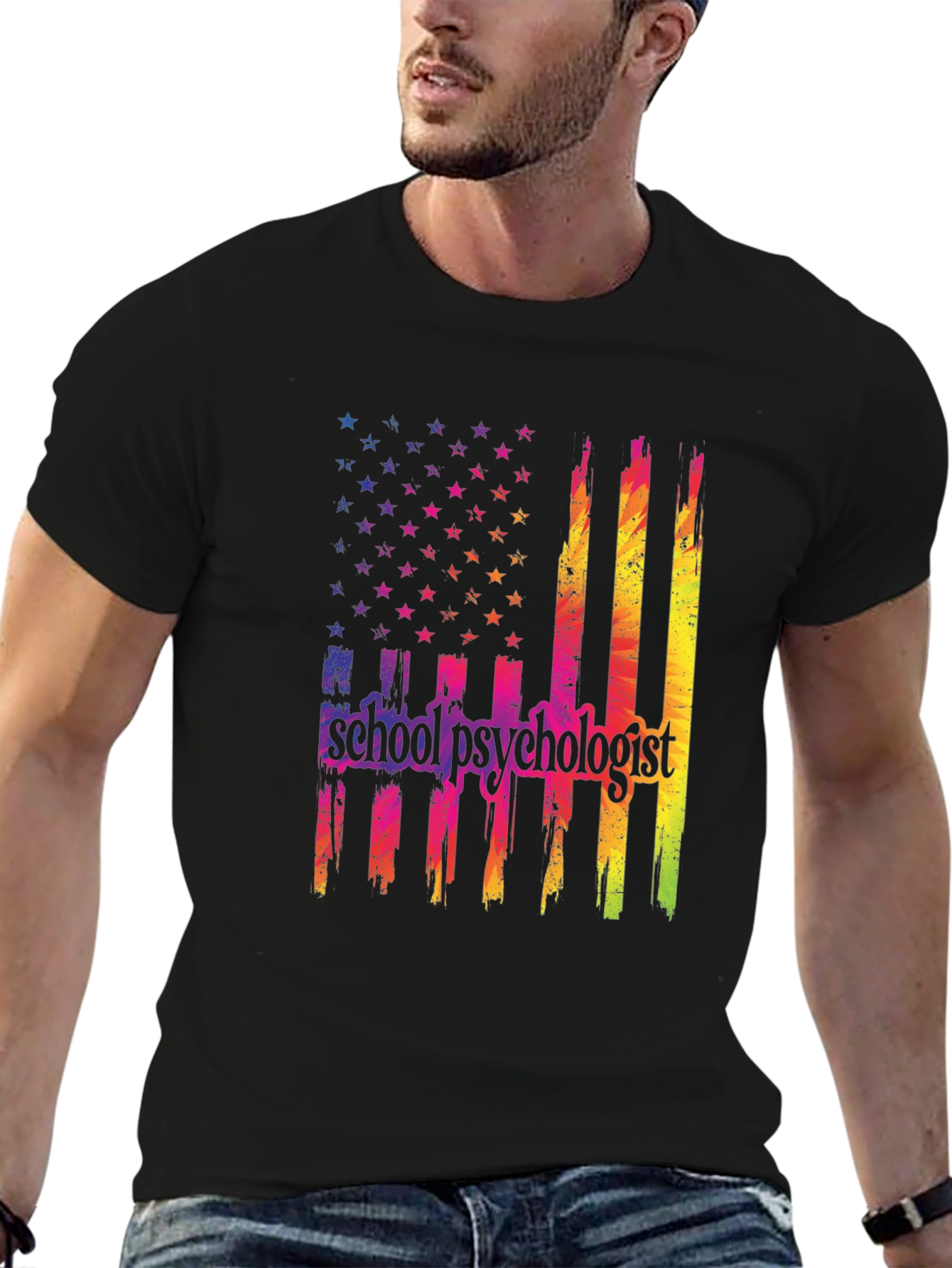 Black School Psychologist Flag Graphic T-Shirt view 6