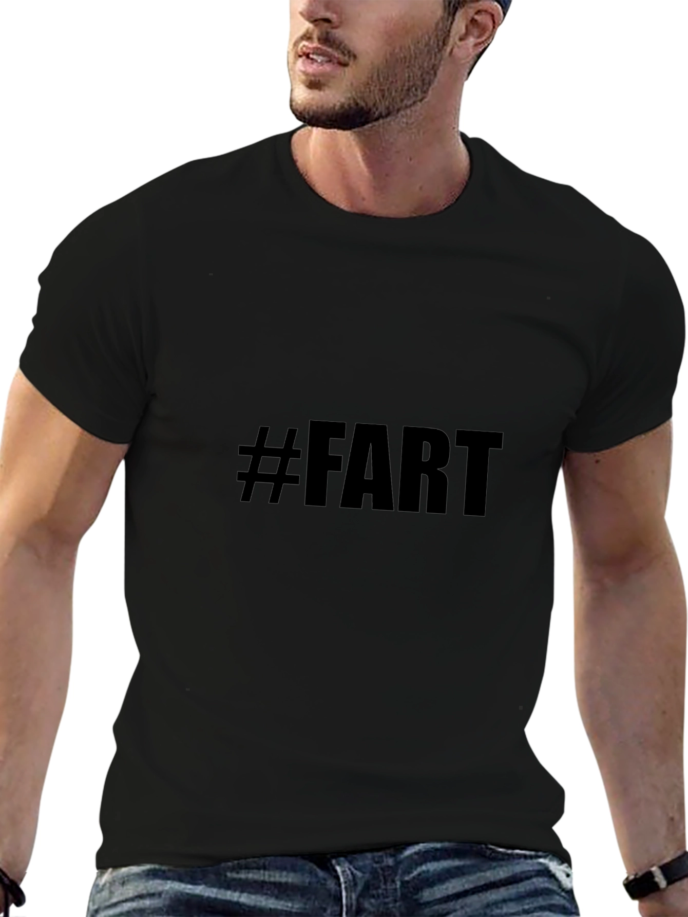 Black Men's Black Tee - #FART Graphic view 6