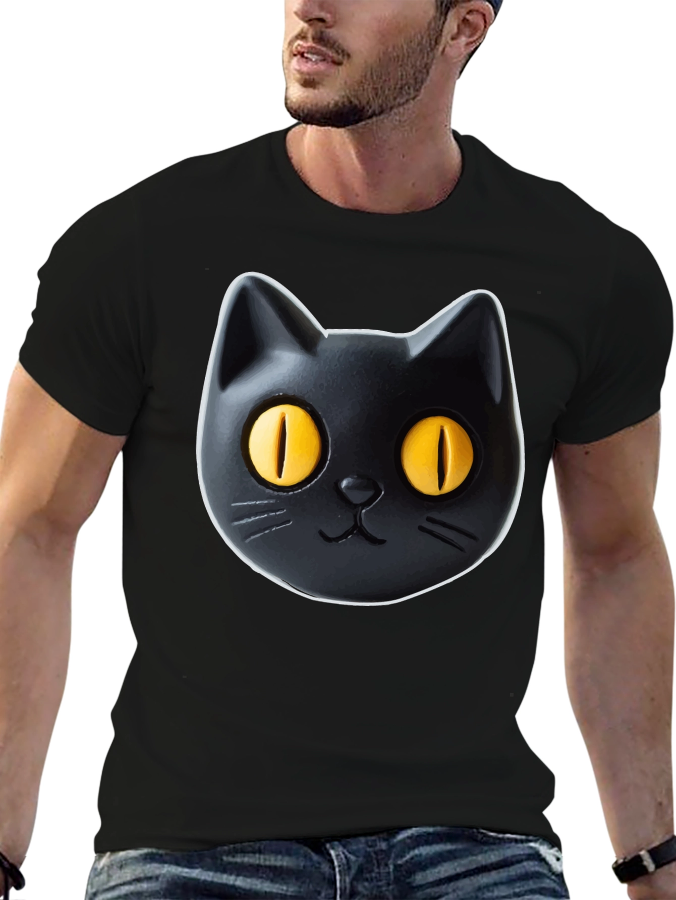 Black Black Cat Graphic Tee - Fun & Stylish! view 6
