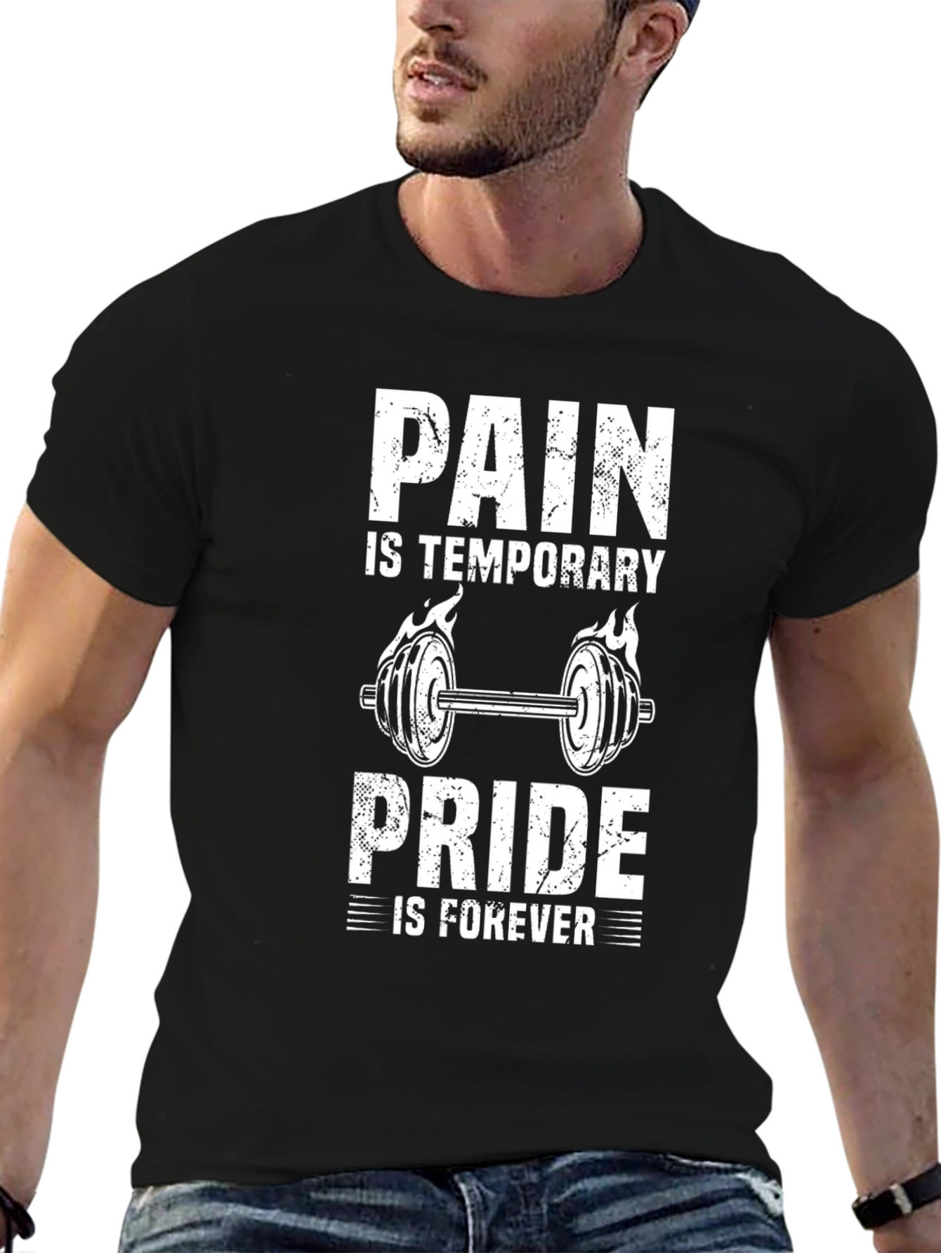 Black Pain Is Temporary Pride Is Forever Gym Workout T-Shirt view 6
