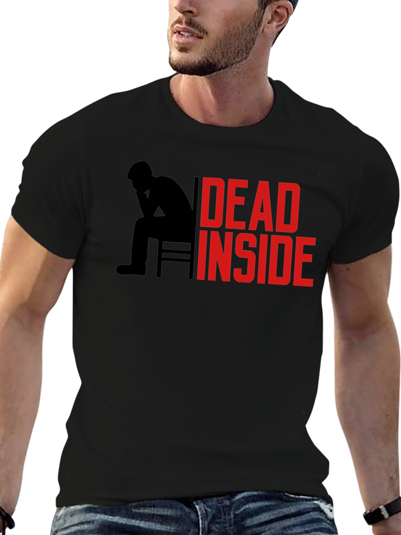 Black Dead Inside Graphic Tee - Men's Black T-Shirt view 6