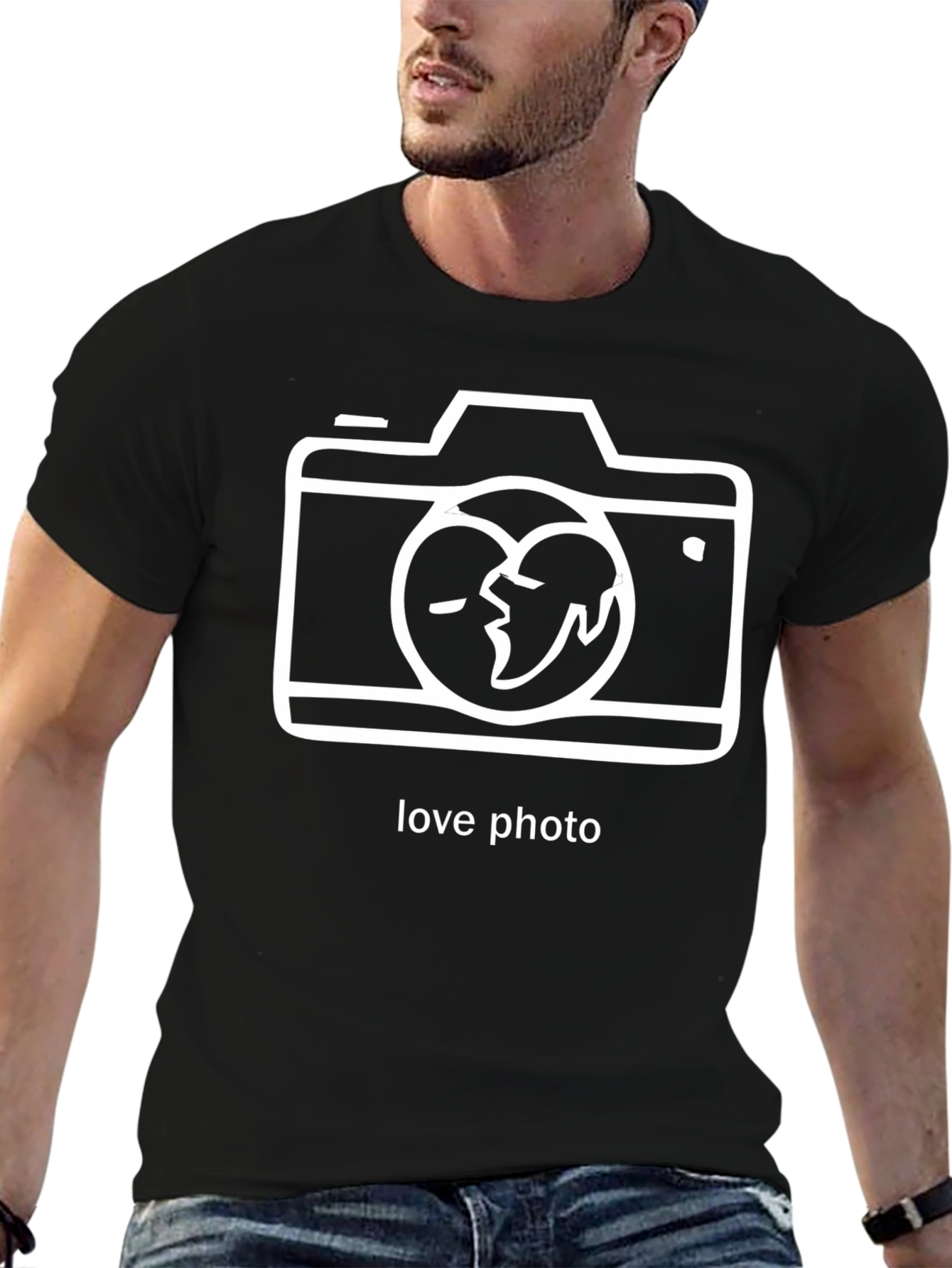 Black Love Photo Graphic T-Shirt - Black view 6
