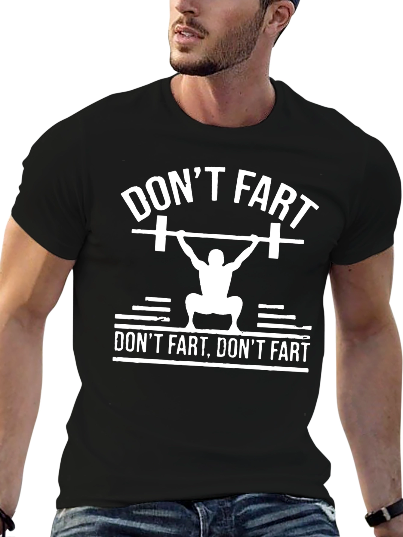 Black Don't Fart Gym T-Shirt - Weightlifting Funny Tee view 6