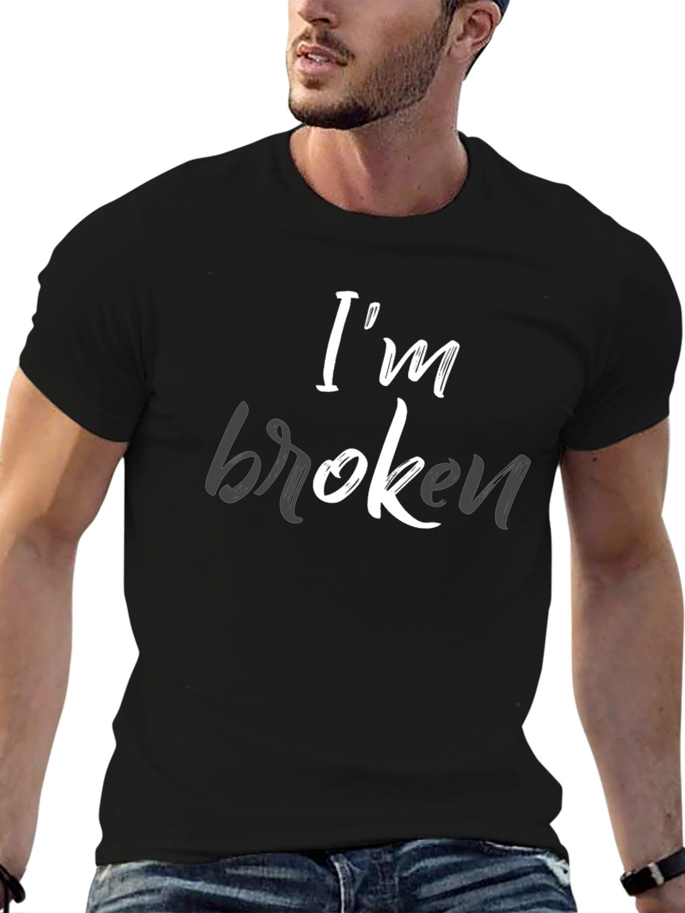 Black I'm Broken Graphic Tee - Men's Black T-Shirt view 6