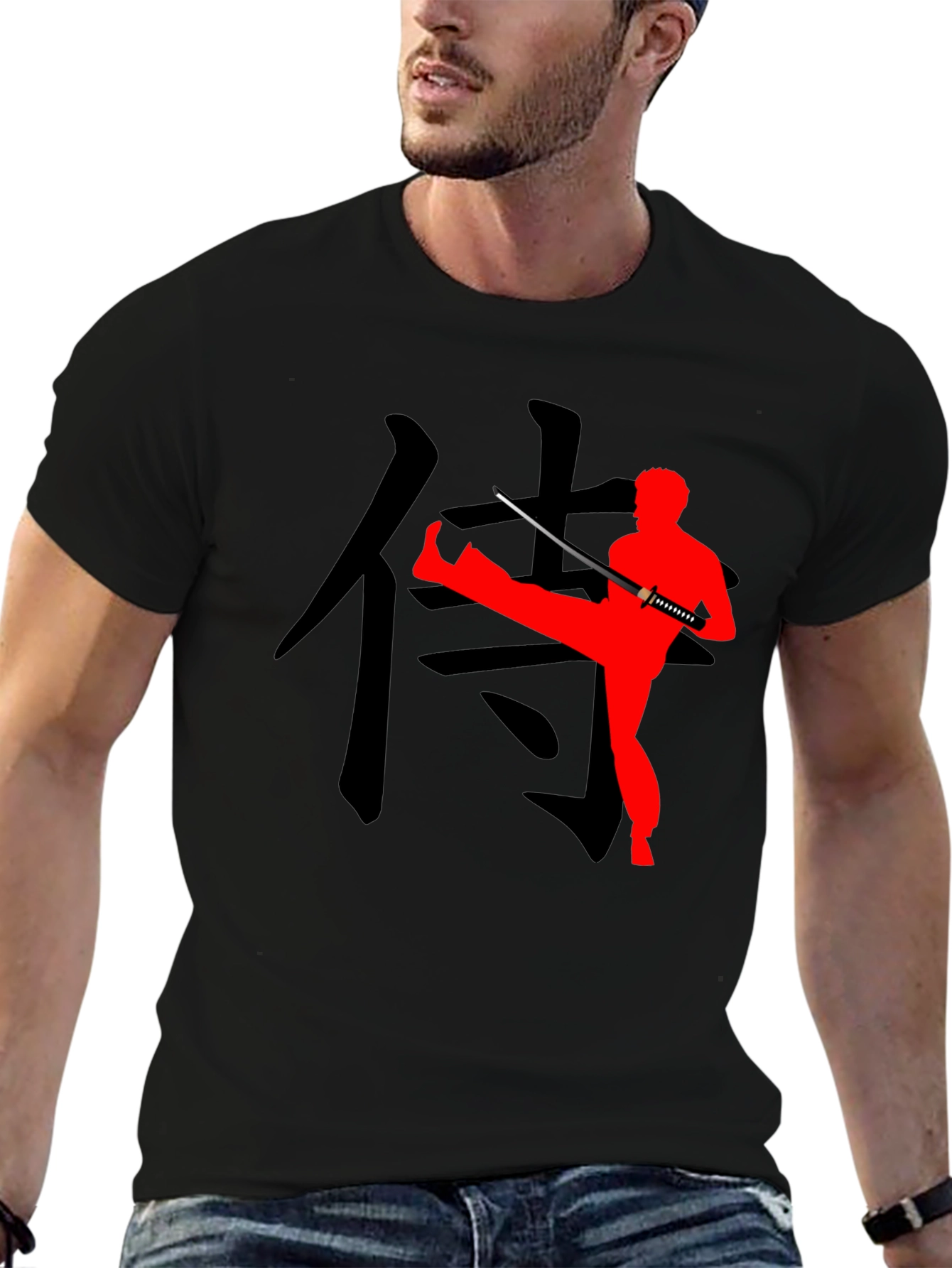 Black Samurai Warrior Graphic Tee view 6