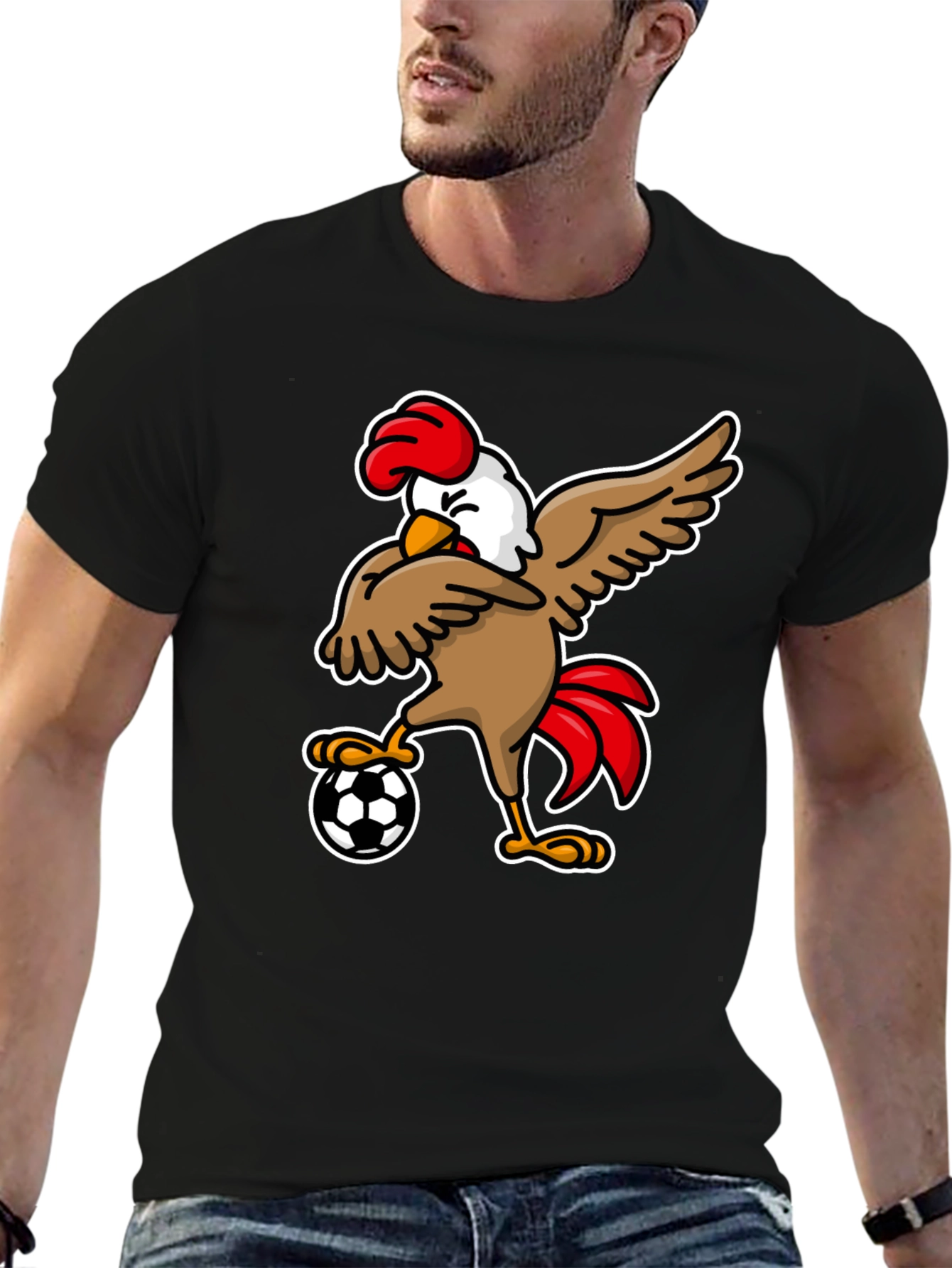 Black Chicken Soccer T-Shirt - Black view 6