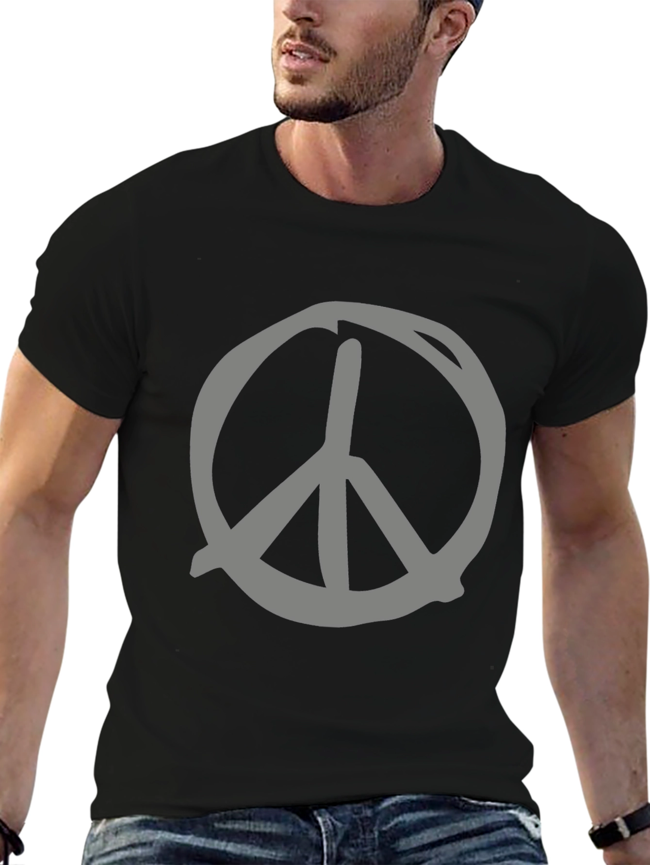 Black Peace Sign T-Shirt - Casual Comfort view 6